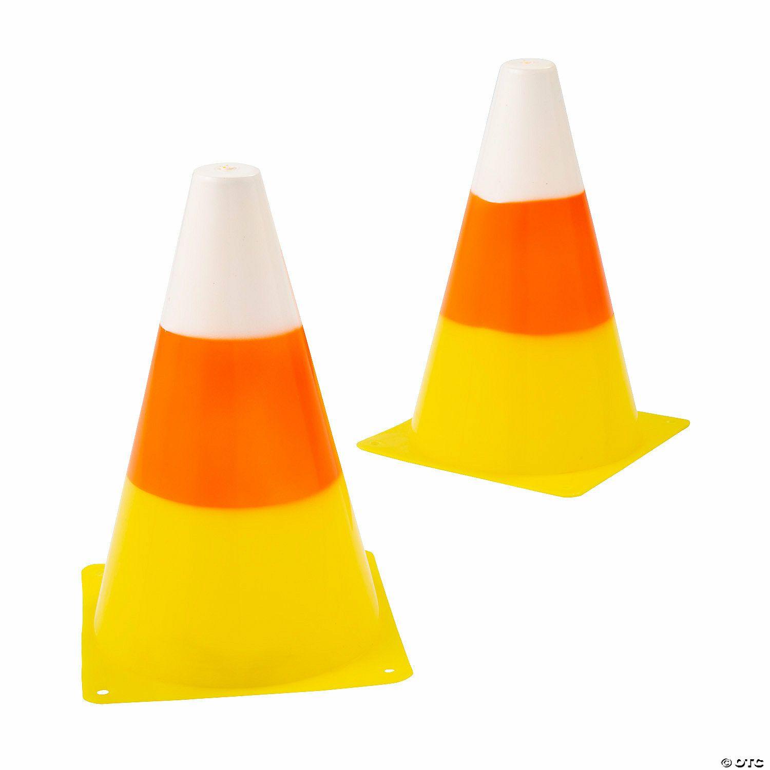 Active Play | 5 1/4″ x 8″ Candy Corn Multicolor Plastic Traffic Cones – 12 Pc.