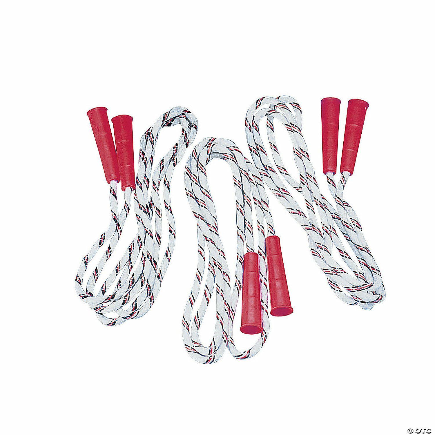 Active Play | 7 Ft. Black & Red Spiral Nylon Jump Ropes with Plastic Handles – 12 Pc.