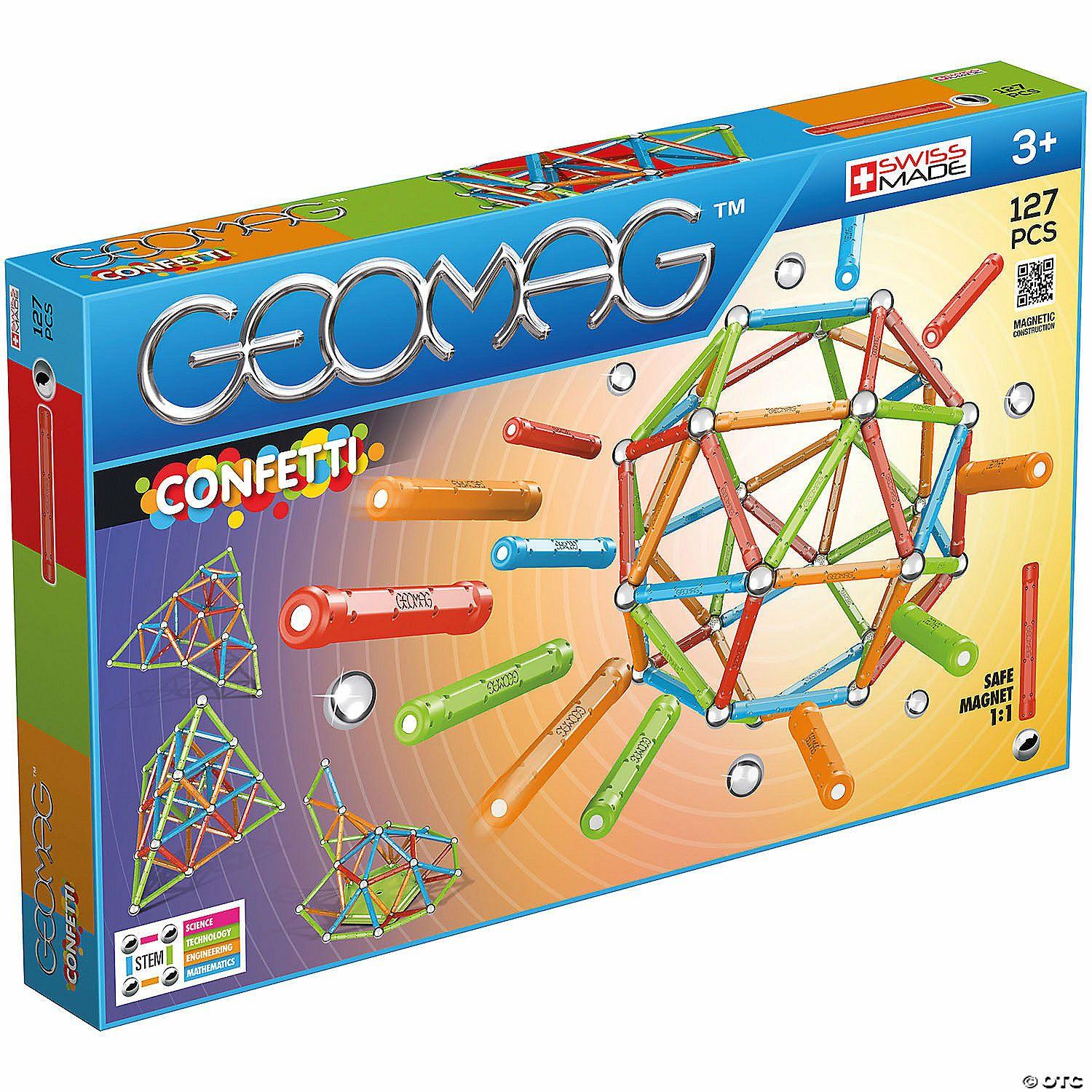 Active Play | Bulk 127 Pc. Geomag  Confetti, Magnetic Rod and Ball Building Set