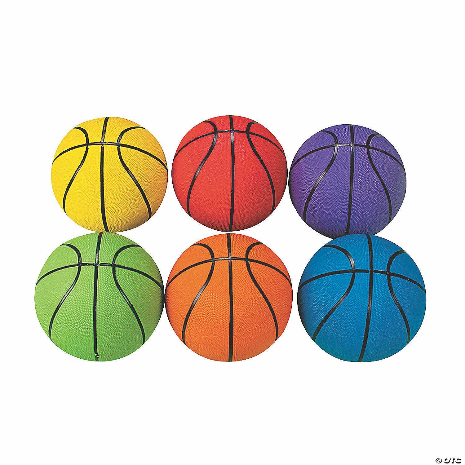 Active Play | Inflatable 9 1/2″ Rainbow Solid Color Rubber Basketballs – 6 Pc.