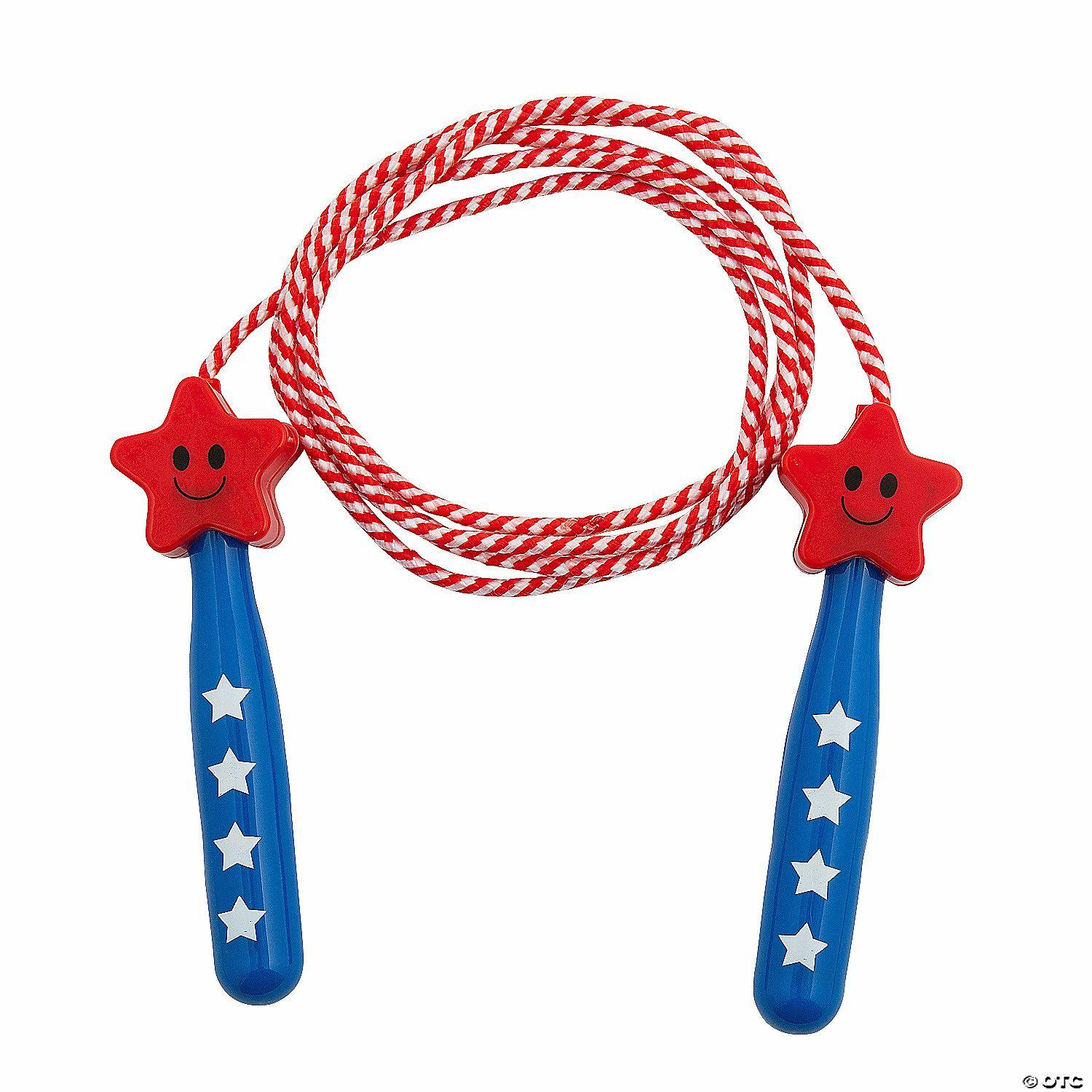 Active Play | Patriotic Jump Ropes with Star-Shaped Handles – 12 Pc.