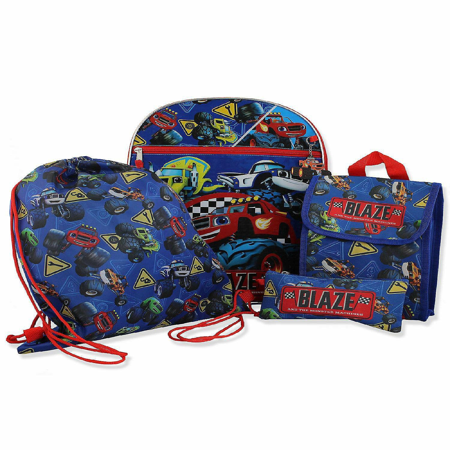 Backpacks | Blaze and the Monster Machines Boys 16″ Backpack 5 piece School Set (One Size, Blue)