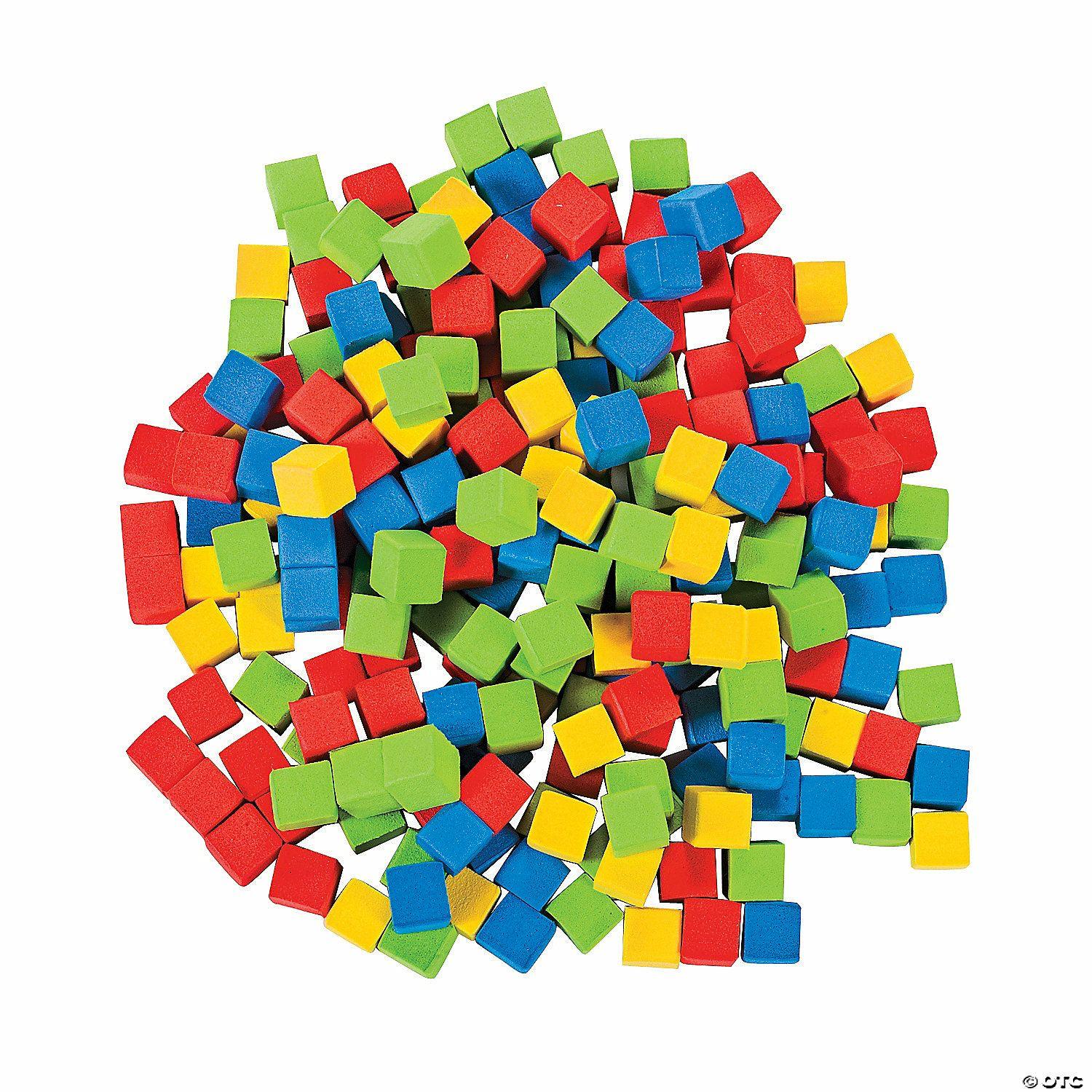 Blocks & Manipulatives | 1/4″ Red, Blue, Green & Yellow Foam Counting Cubes Manipulatives – 200 Pc.