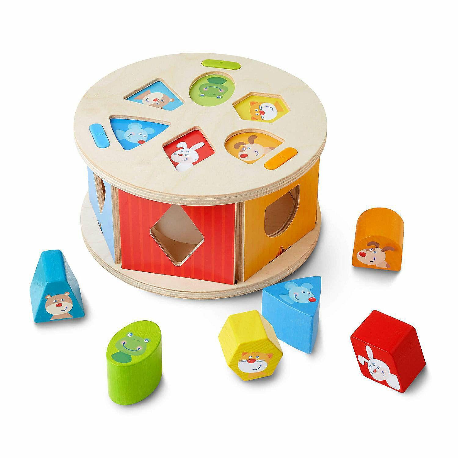 Blocks & Manipulatives | HABA Wooden Shape Sorting Box Favorite Animals