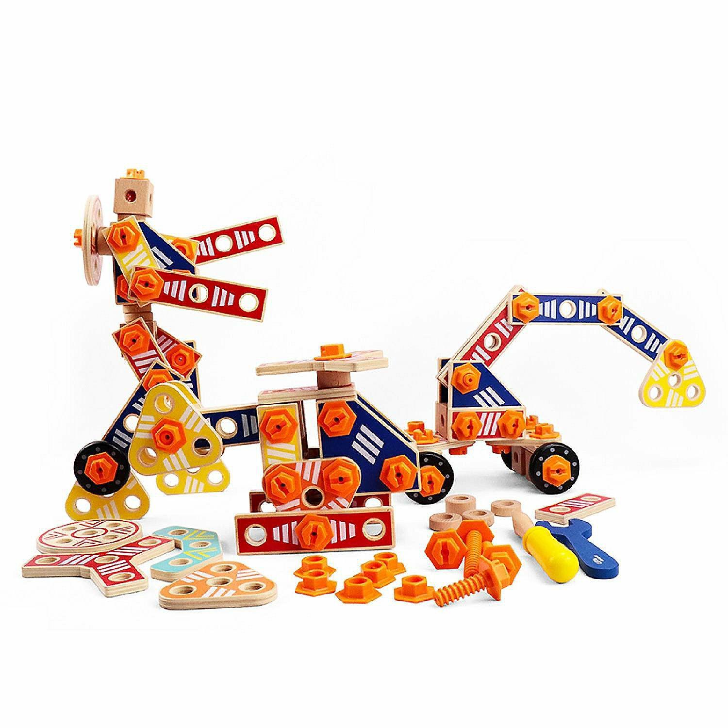 Blocks & Manipulatives | Leo & Friends Wooden Builder Construction Set 72-Piece