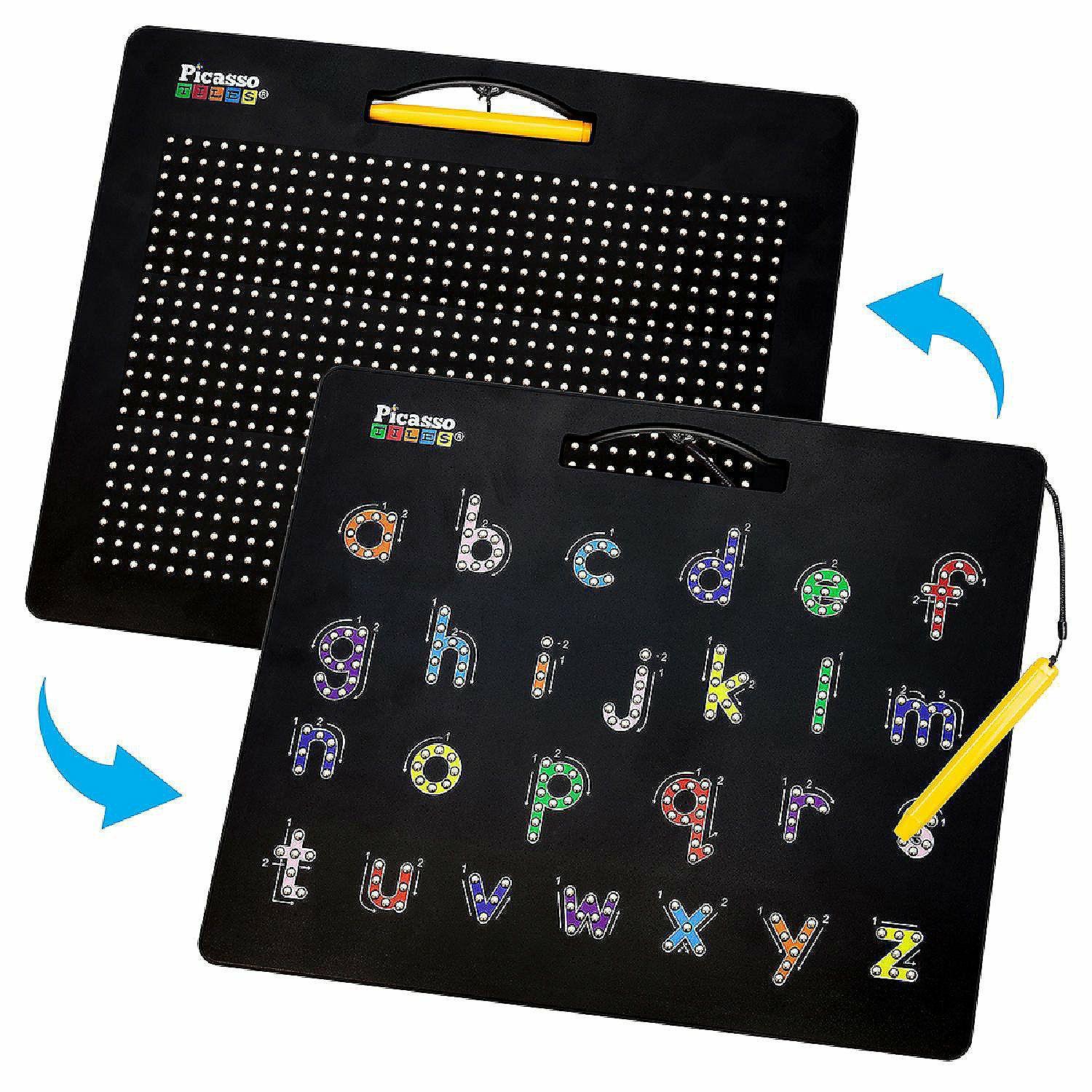 Blocks & Manipulatives | PicassoTiles – Double-Sided Magnetic Drawing Board Alphabet Letter and Freestyle PTB04-BLK