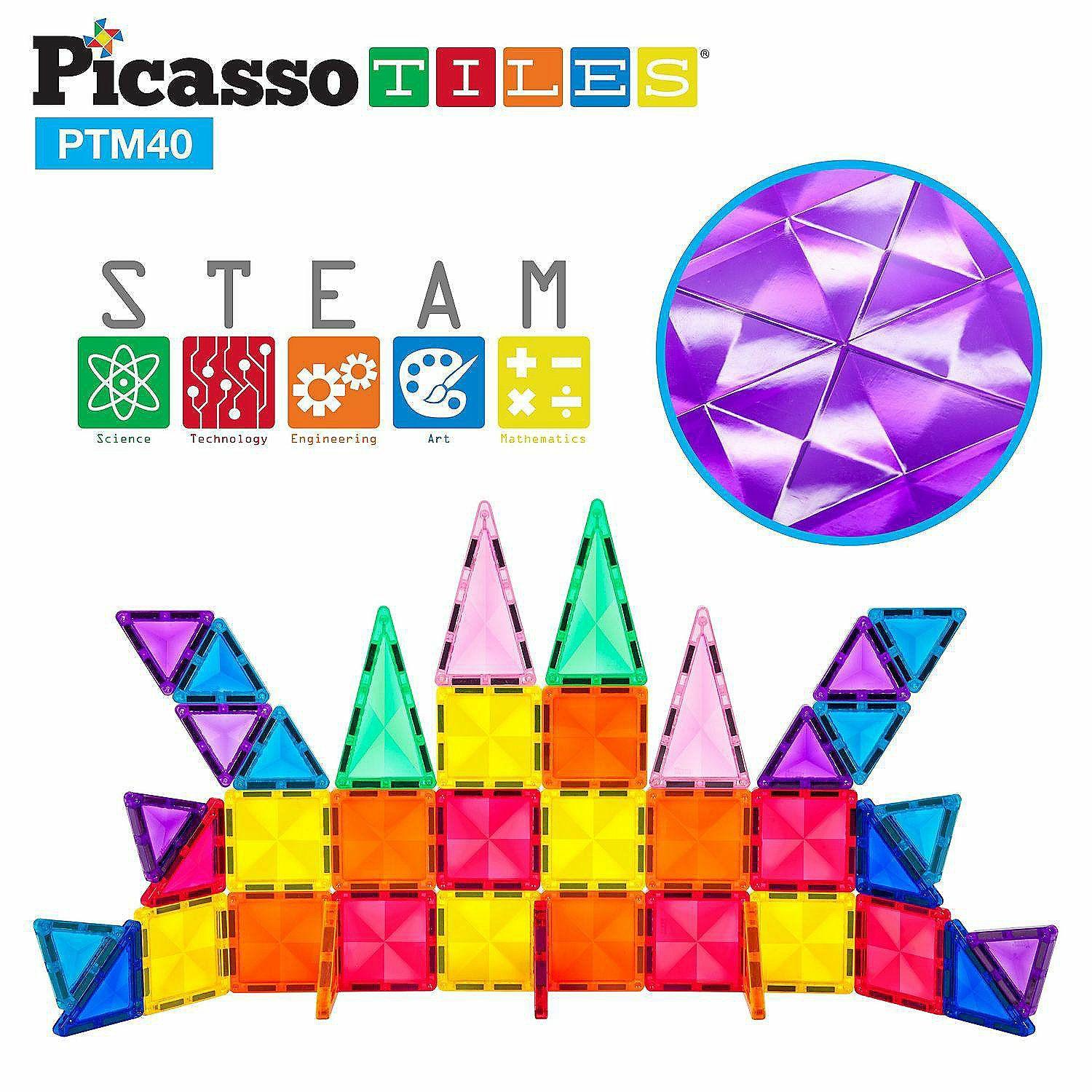 Blocks & Manipulatives | PicassoTiles – Mini Diamond 40pc Building Block Tiles PTM40