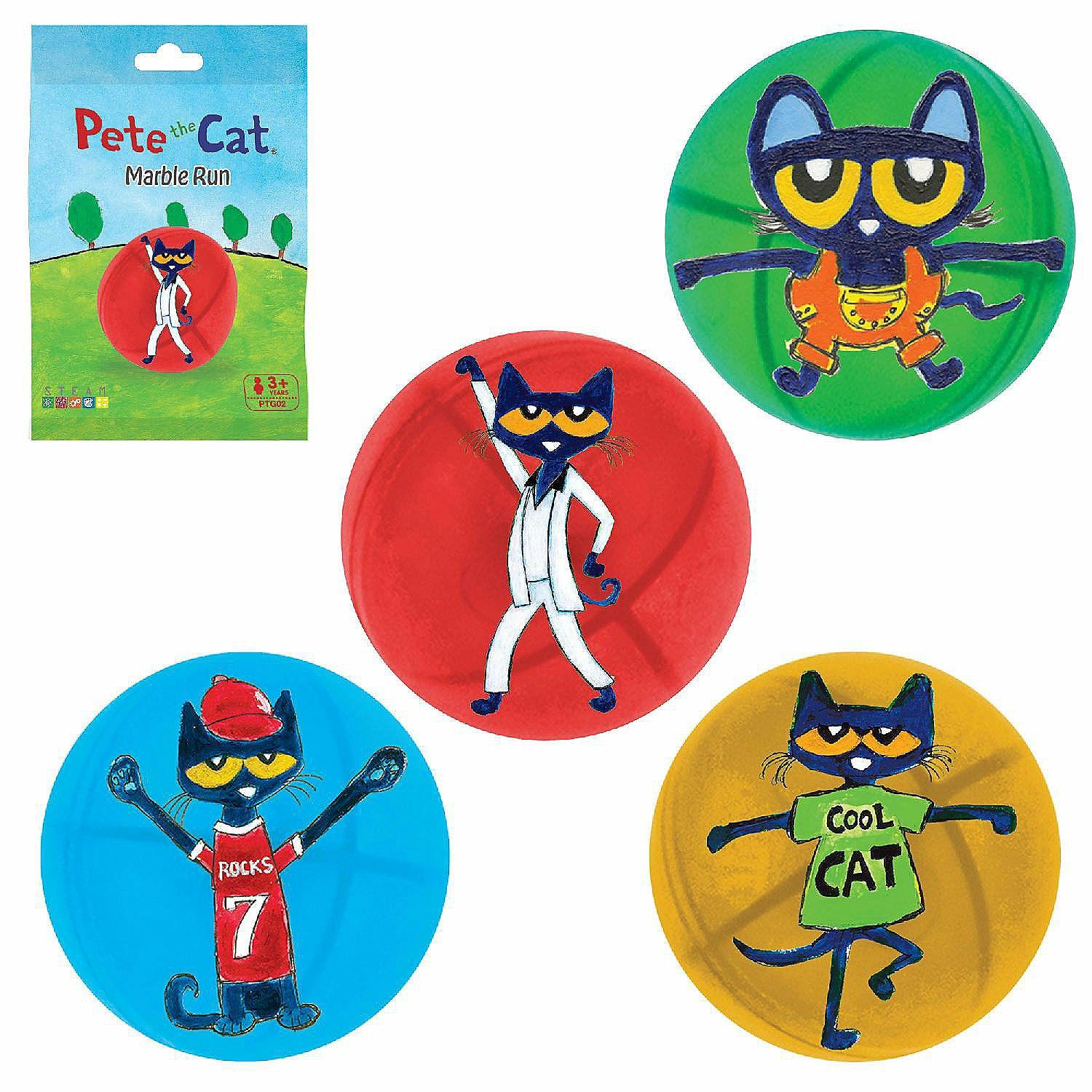 Blocks & Manipulatives | PicassoTiles Pete The Cat Themed 4 Piece Marbles for Magnetic Building Block Construction Tile