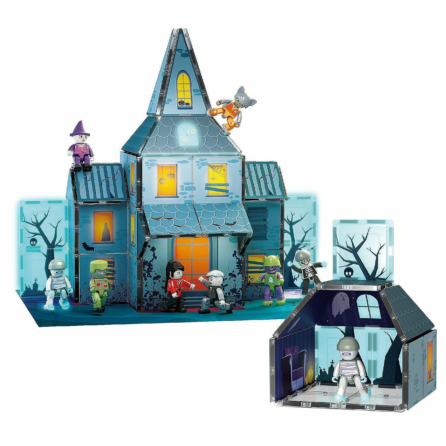 Blocks & Manipulatives | PicassoTiles Seasonal Halloween 57pc Haunted House Theme Magnet Tile Building Blocks 8 Action Figures Magnetic Construction Toy Double Sided Printing