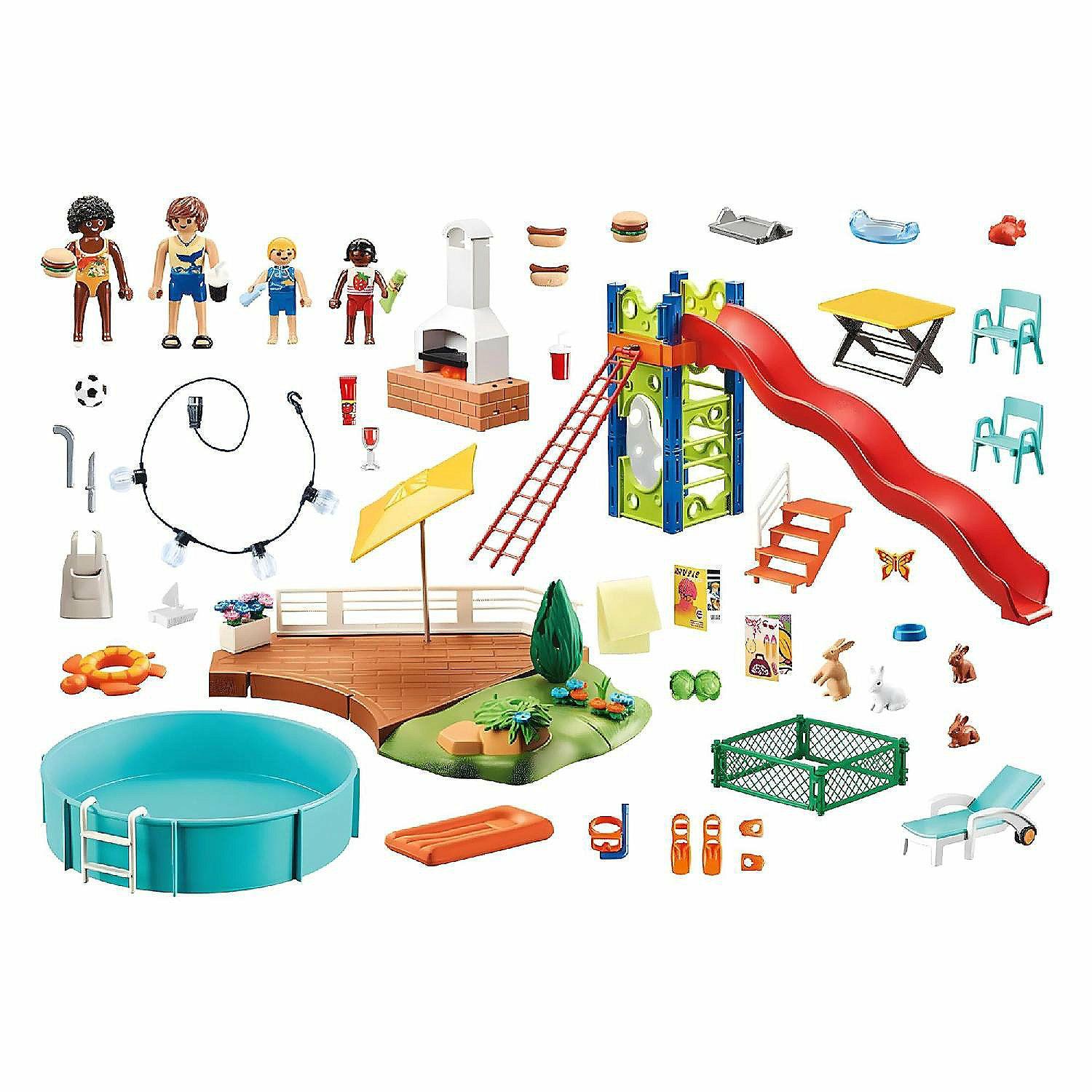 Blocks & Manipulatives | Playmobil 70987 Pool Party Building Set