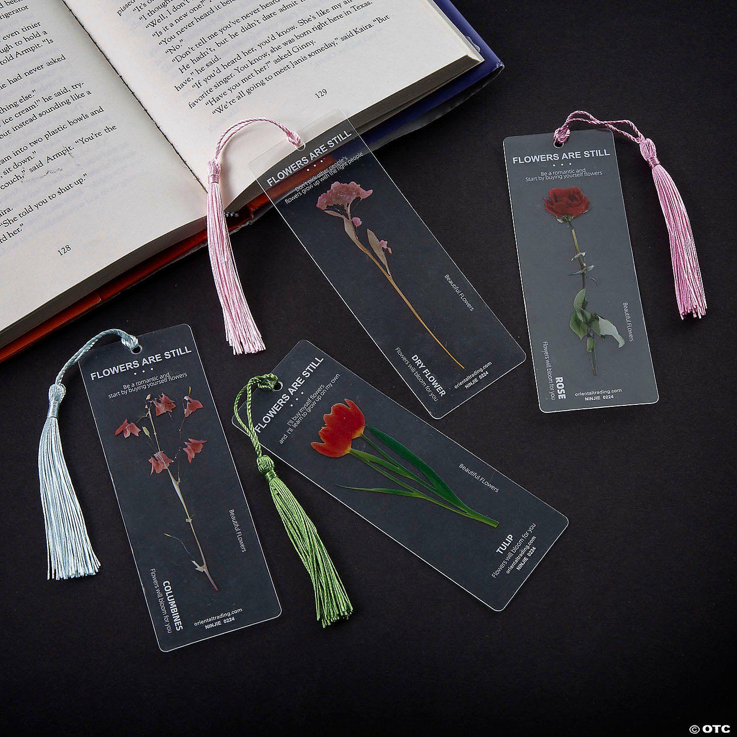 Bookmarks | Transparent Flower Bookmarks – 12 Pc.