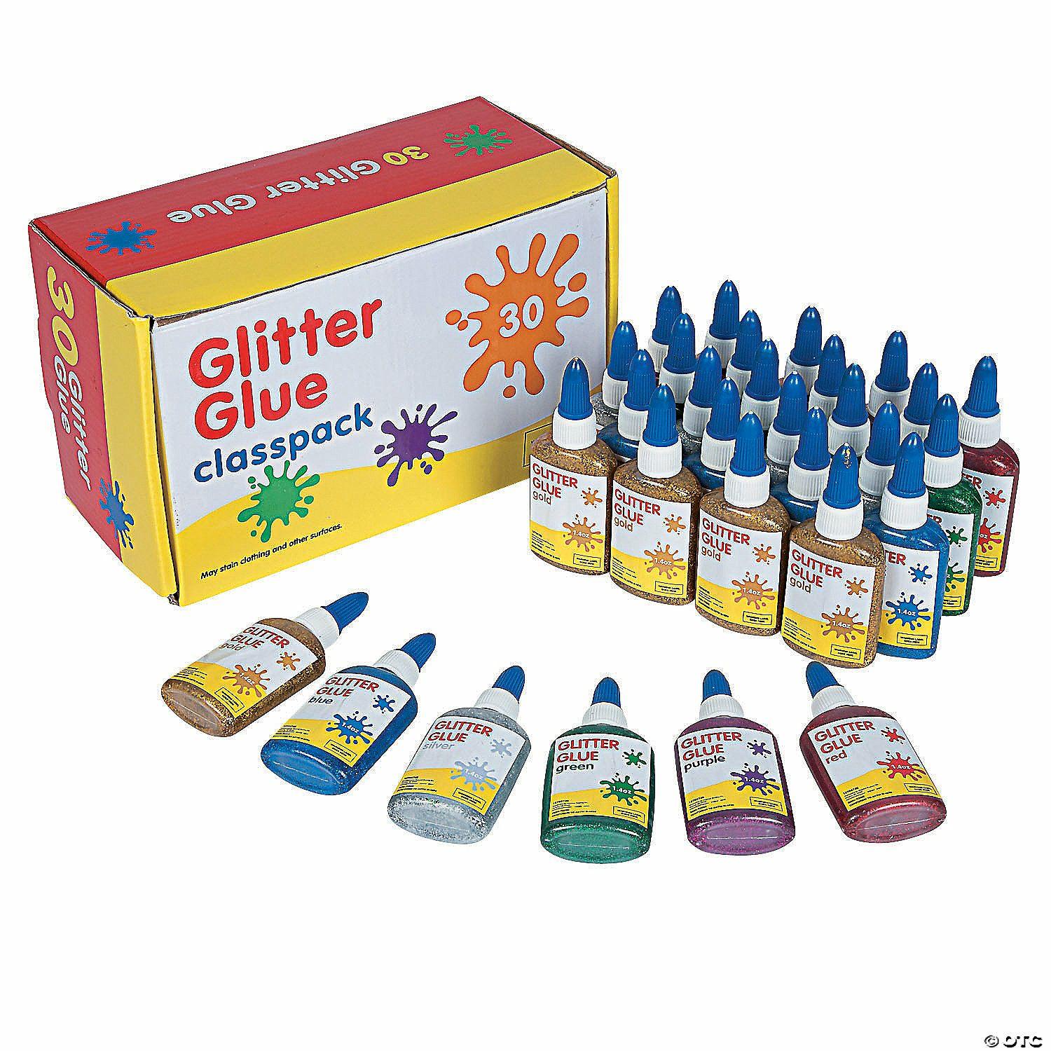 Bulk Classroom Supplies | 1.4 oz. Bulk 30 Pc. 6-Color Glitter Glue Bottle Classpack