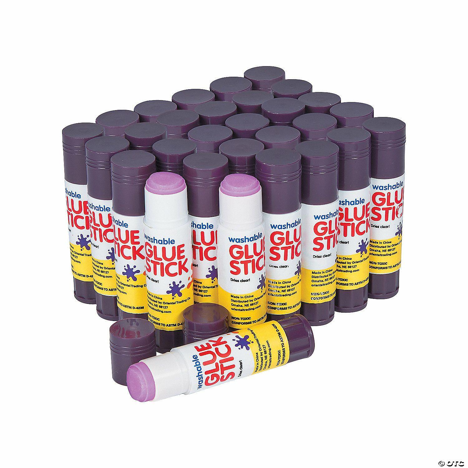 Bulk Classroom Supplies | 2 3/4″ Bulk 30 Pc. Purple Washable Clear-Dry Glue Stick Classpack