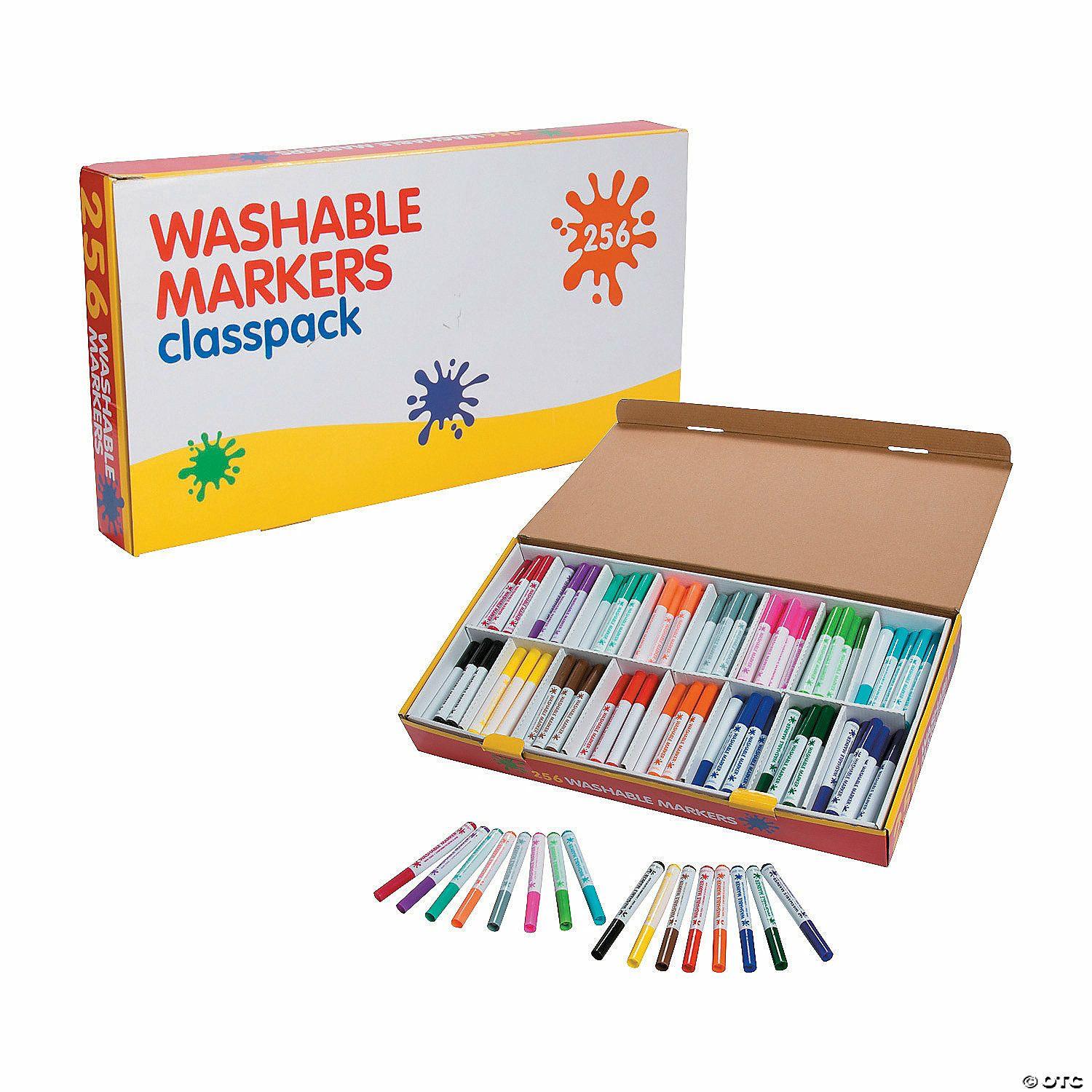 Bulk Classroom Supplies | 5 1/2″ Bulk 256 Pc. Washable Marker Classpack – 16-Color per pack