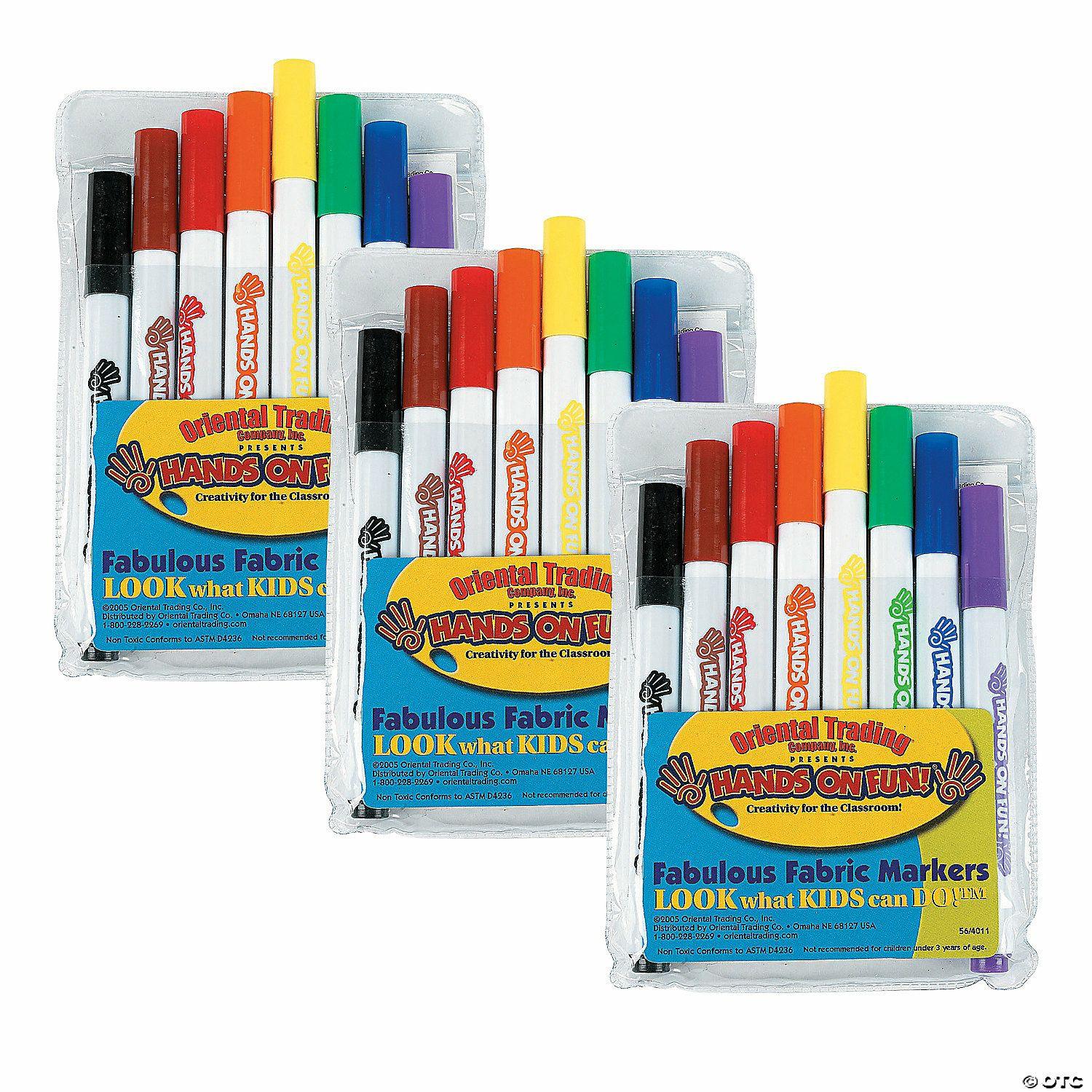 Bulk Classroom Supplies | 5″ Bulk 48 Pc. Classic Fabric Markers – 8 Colors per Box, 6 Boxes per Unit