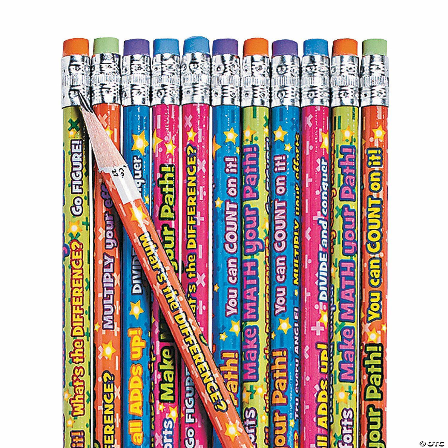 Bulk Classroom Supplies | 7 1/2″ Bulk 144 Pc. Math Puns Multicolor Wood Pencil Assortment