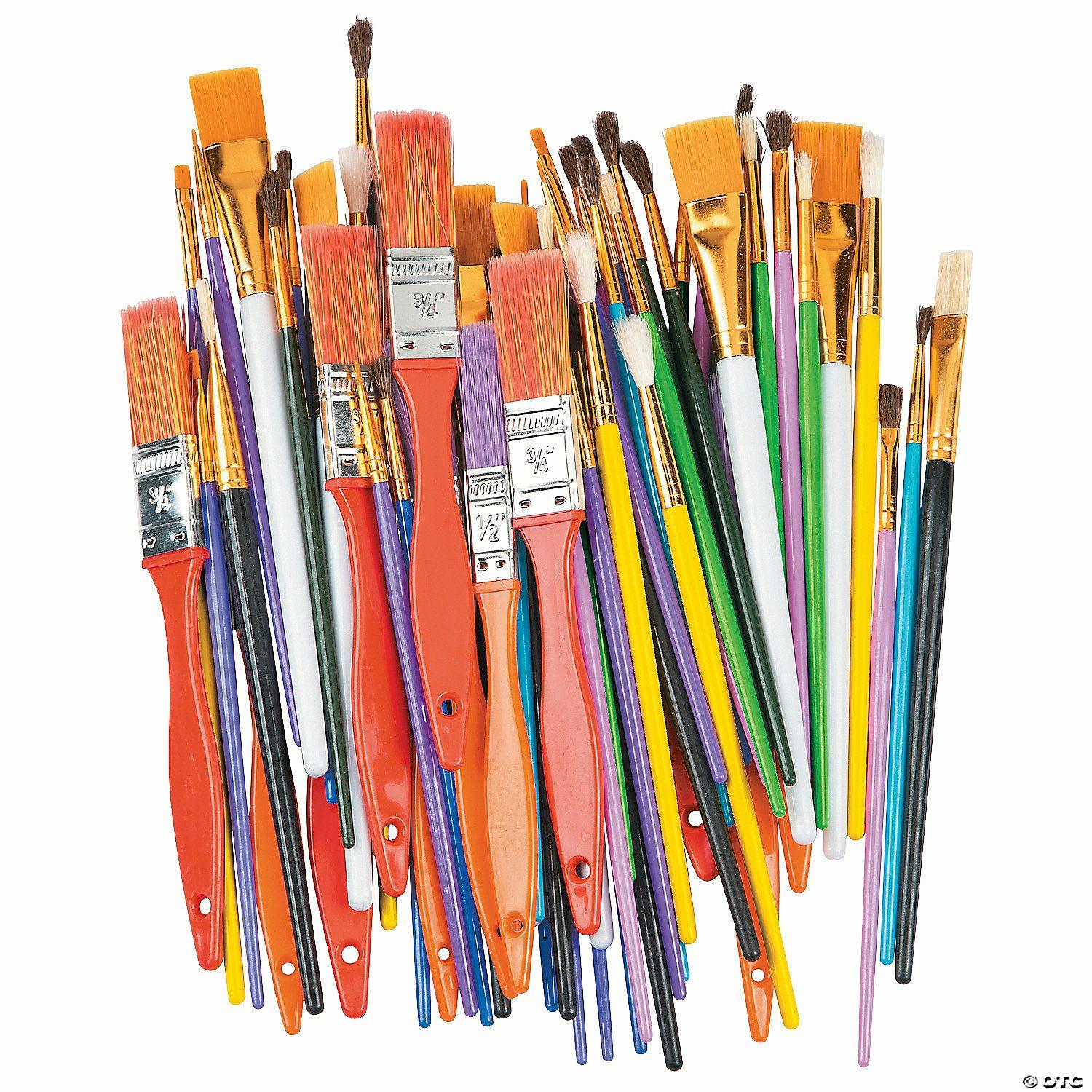 Bulk Classroom Supplies | 7″ Bulk 72 Pc. Classic Wood Paintbrush Art Supply Variety Pack