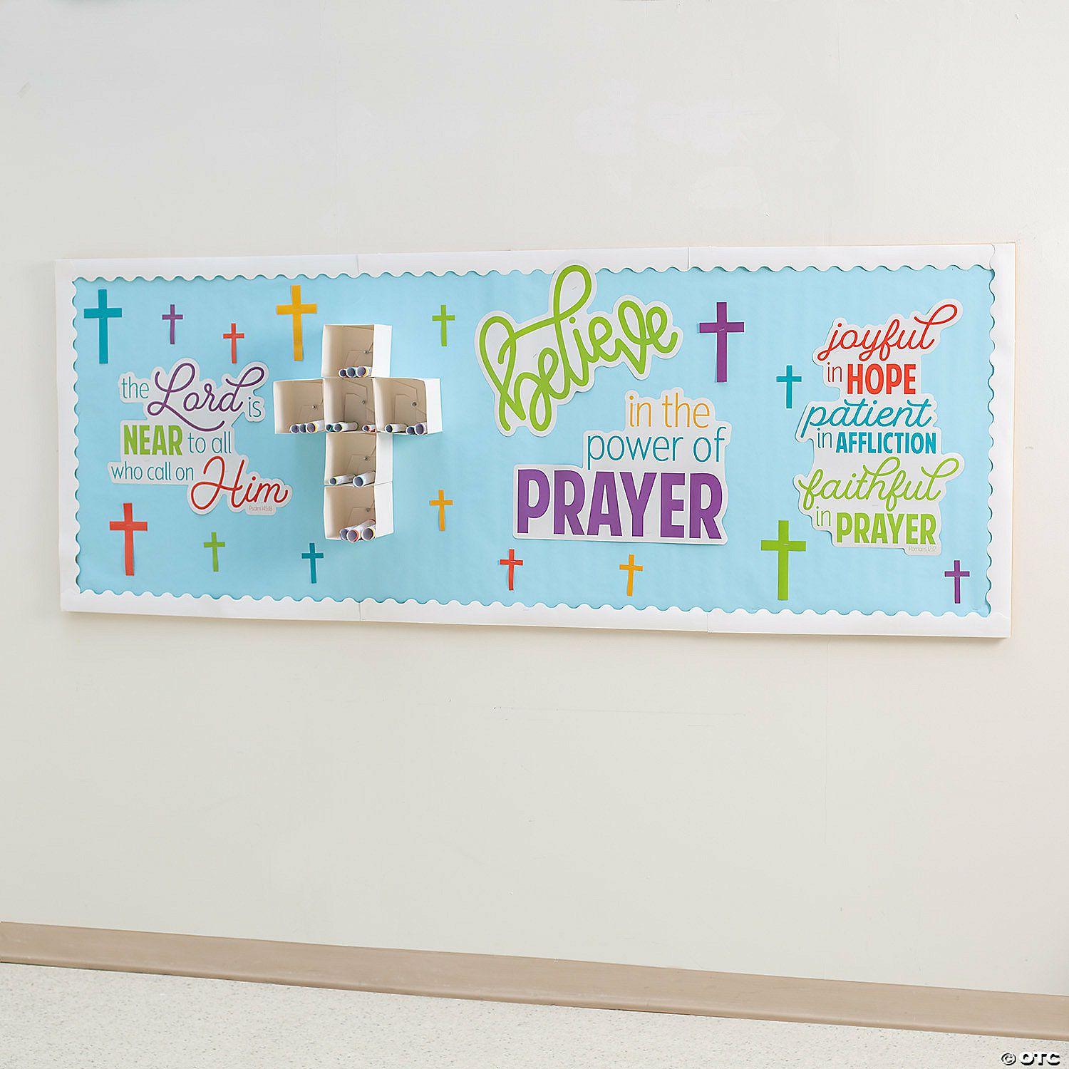 Bulletin Board Supplies | 3D Power of Prayer Cross Bulletin Board Set – 40 Pc.