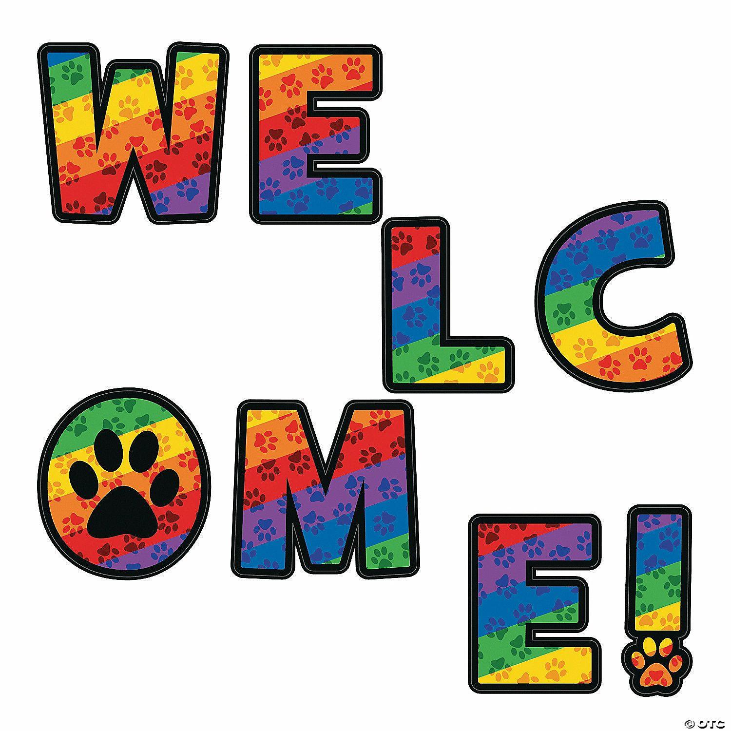 Bulletin Board Supplies | Paw Print Welcome Letters – 8 Pc.