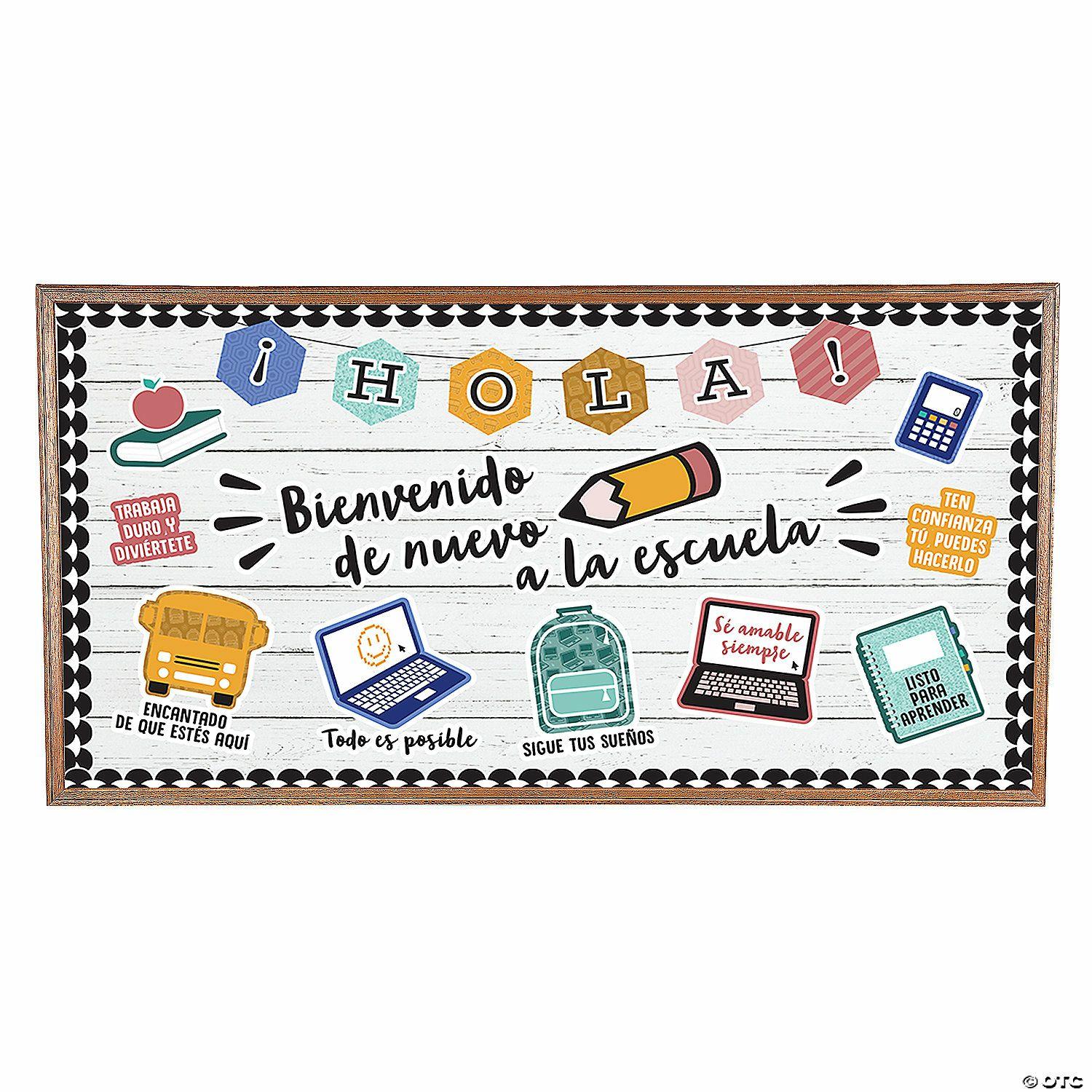 Bulletin Board Supplies | Spanish Back to School Bulletin Board Set – 46 Pc.