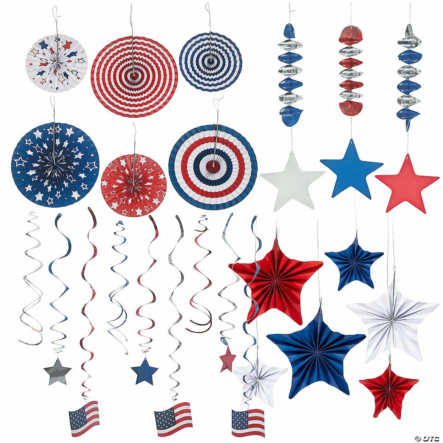 Classroom Decorating Kits | Bulk 60 Pc. Patriotic Super Hanging Decorations Kit