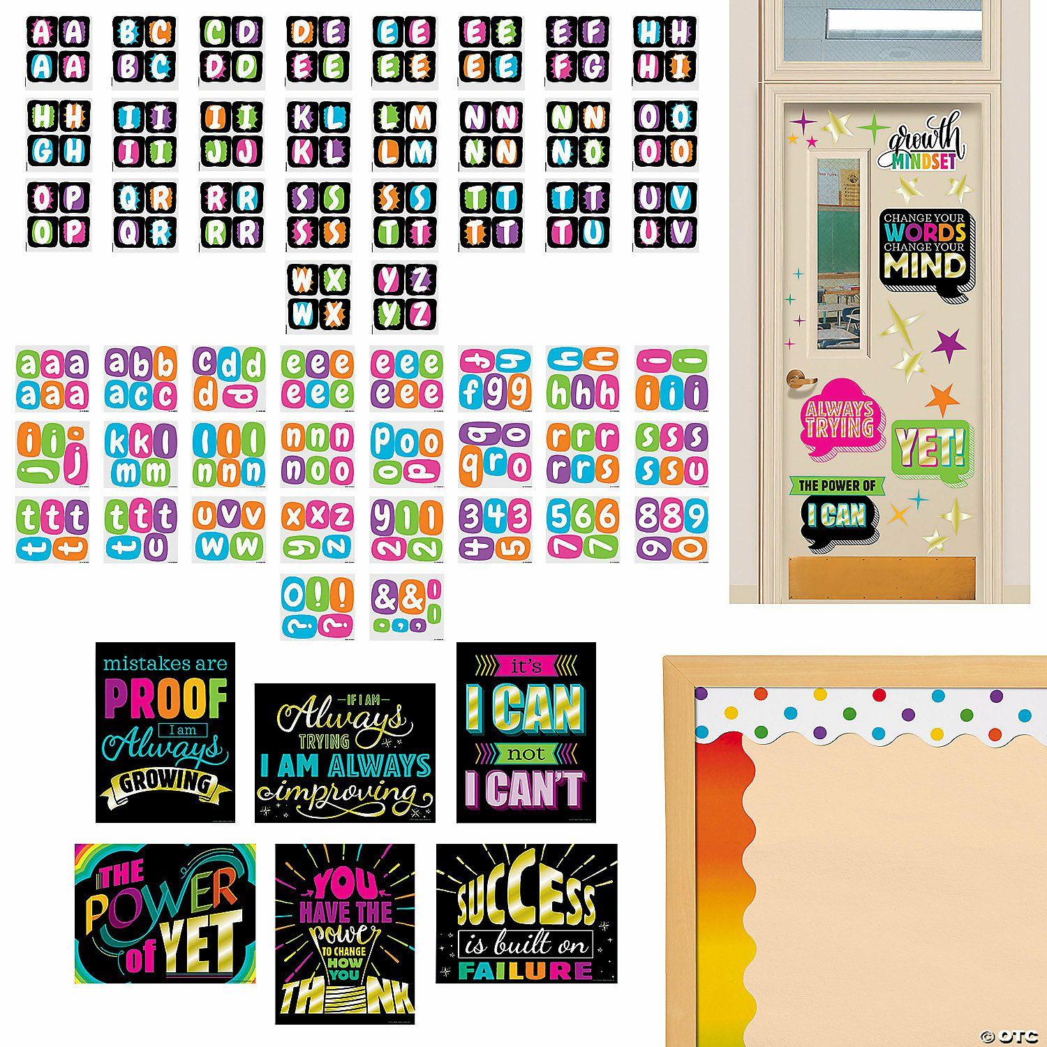 Classroom Decorating Kits | Growth Mindset Multicolor Cardstock Classroom Decorating Kit – 276 Pc.