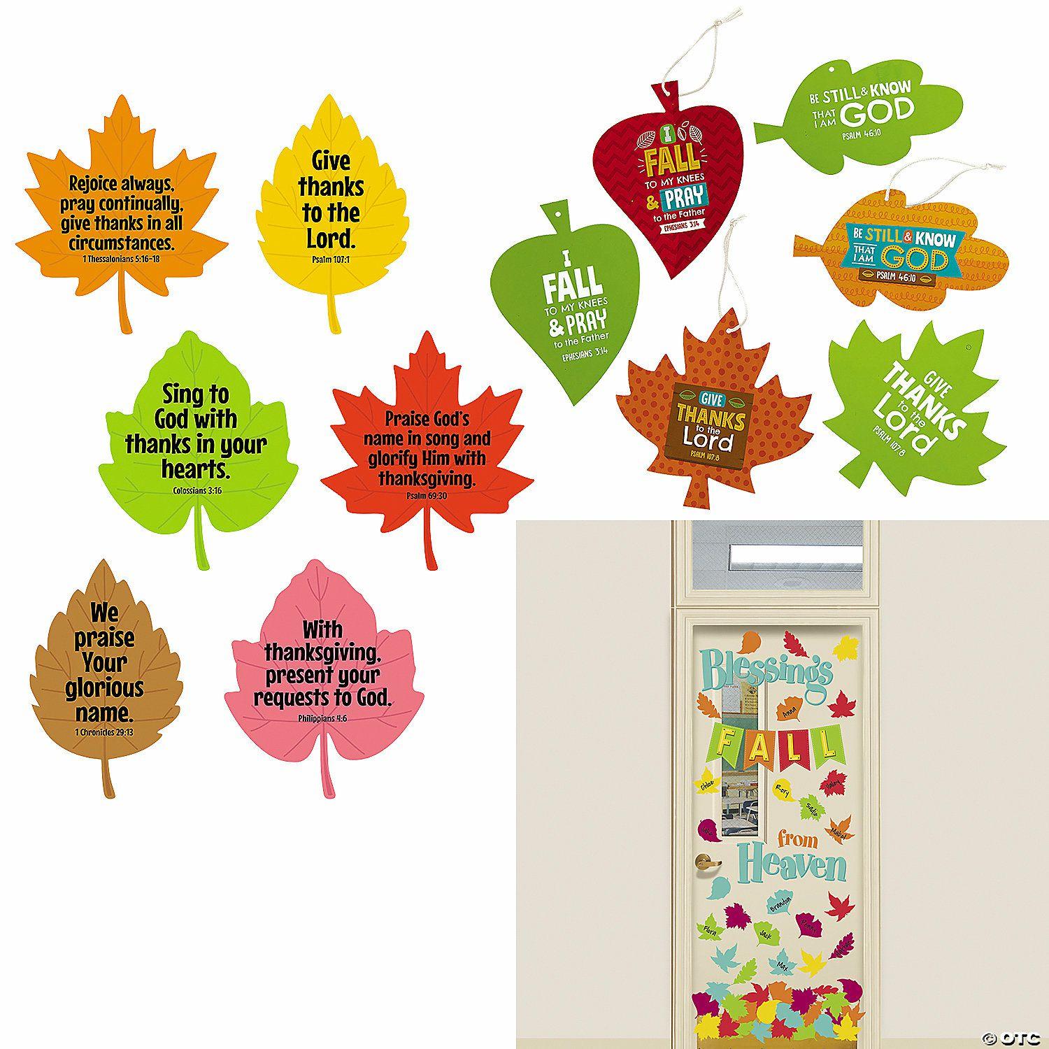 Classroom Decorating Kits | Religious Thankful Leaves Classroom Decorating Kit – 63 Pc.