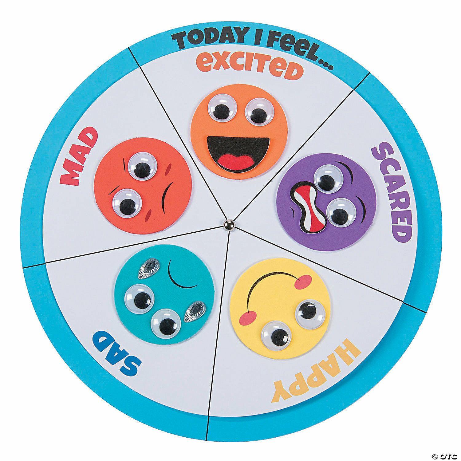 Classroom Management | 10 1/4″ Color Your Own How I Feel Wheel Educational Craft Kit – 12 Pc.