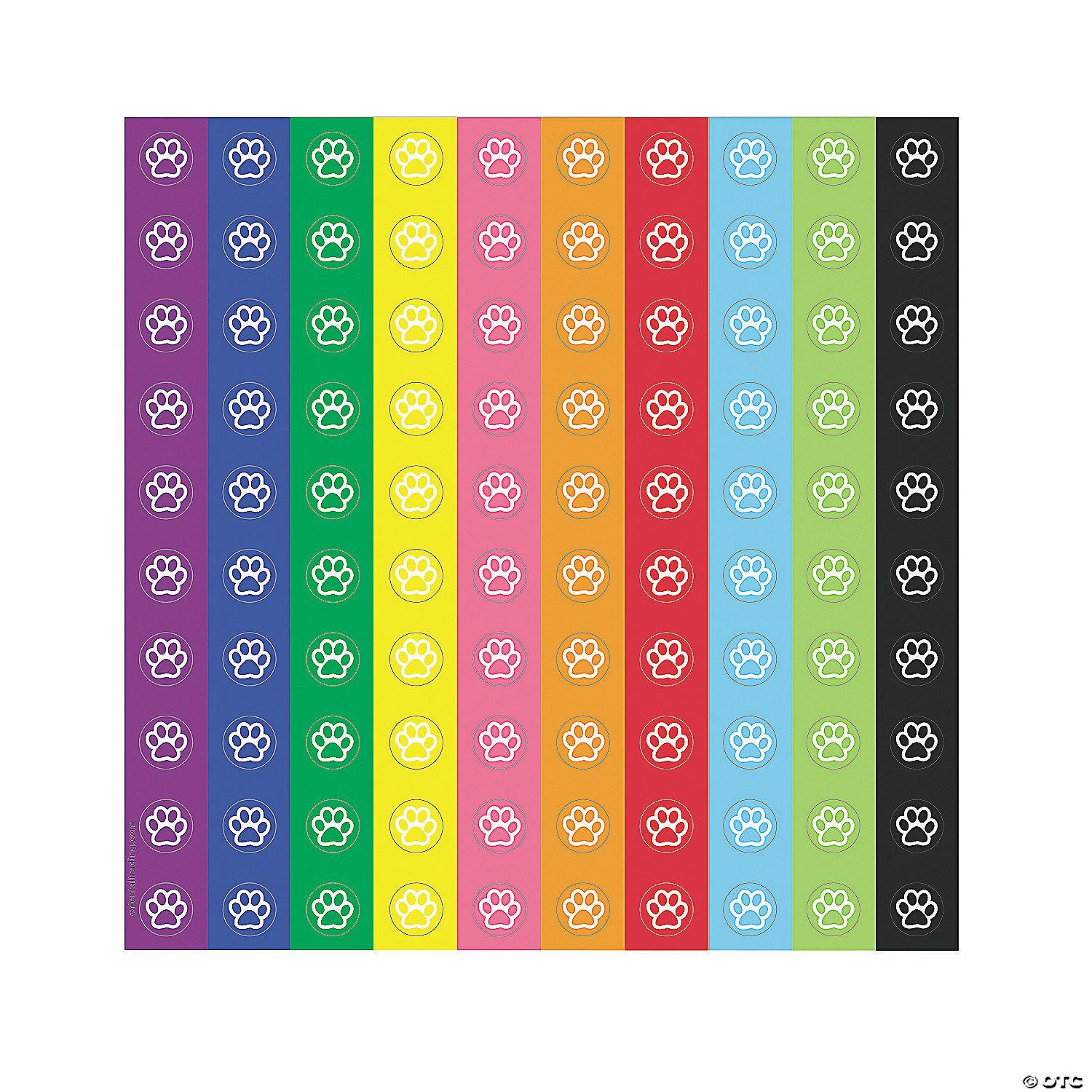 Classroom Management | 1/2″ Bulk 800 Pc. Multicolor Paw Prints Mini Stickers