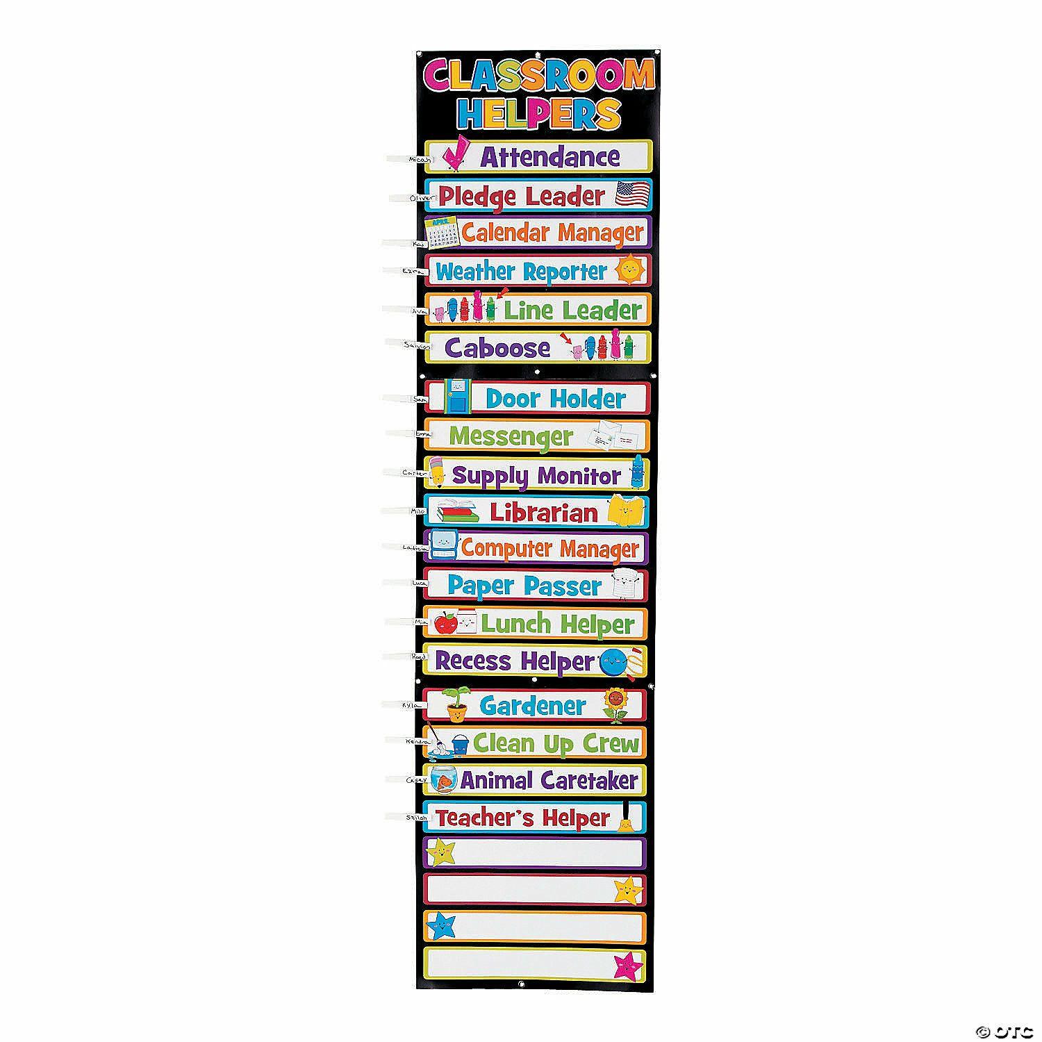 Classroom Management | 15″ x 58″ Classroom Helpers Cardstock Clip Chart with Clothespins – 33 Pc.