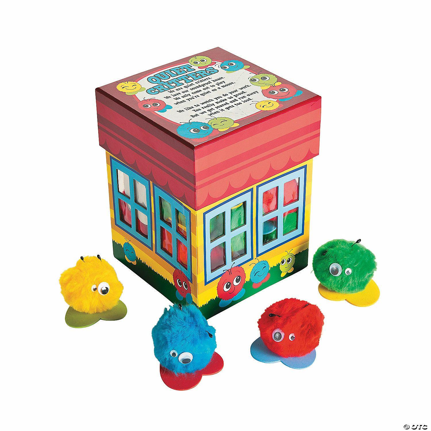 Classroom Management | 2 1/2″ Assorted Bright Colors Pom-Pom Quiet Critters Set – 36 Pc.