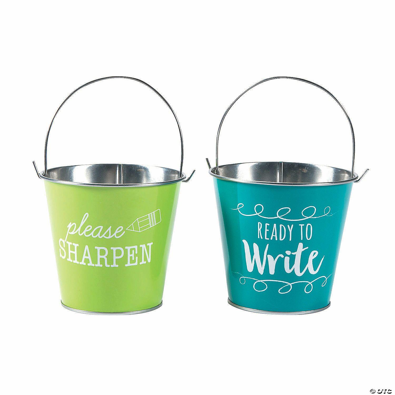 Classroom Management | 4 1/2″ x 5″ Sharp & Dull Pencil Metal Pail Set – 2 Pc.