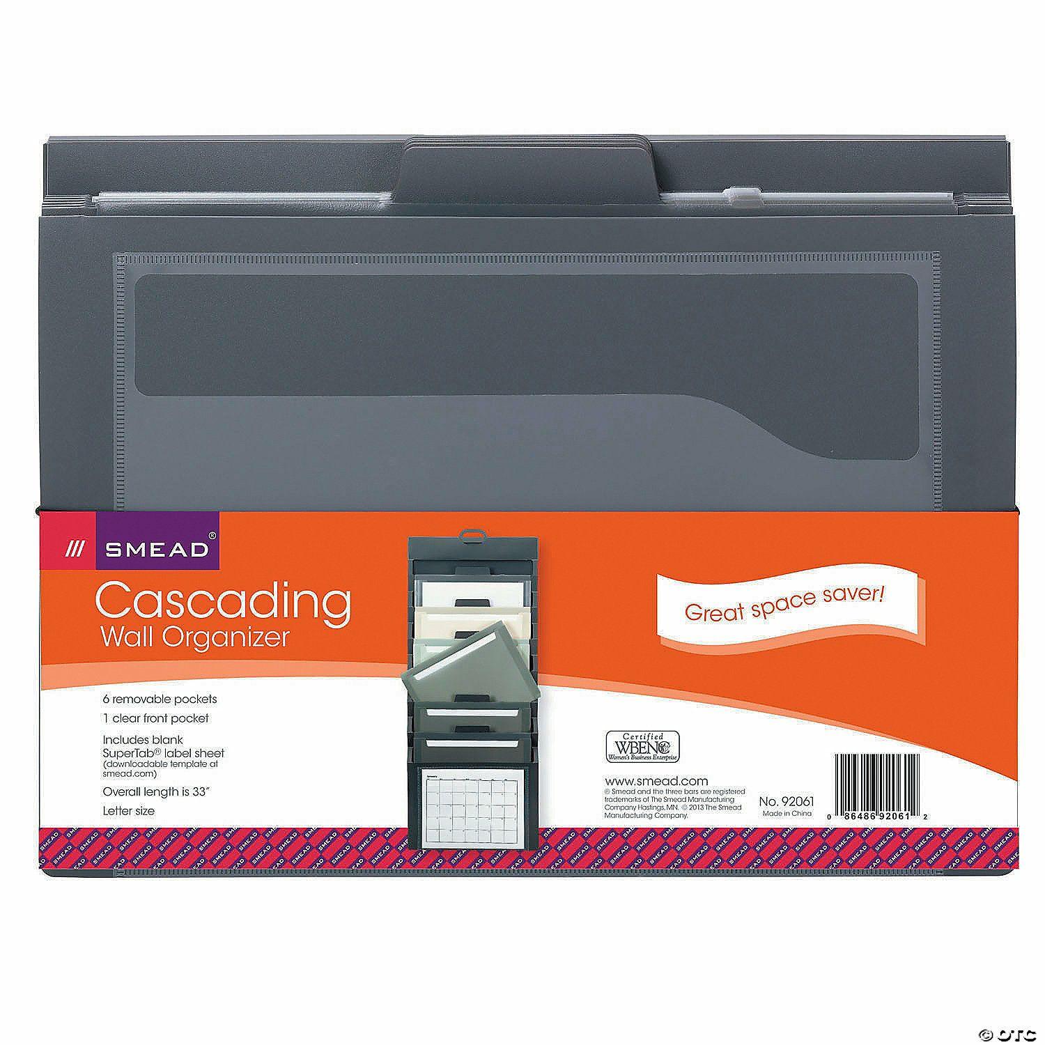 Classroom Management | Smead® Cascading Wall Organizer, Gray with Neutral Pockets