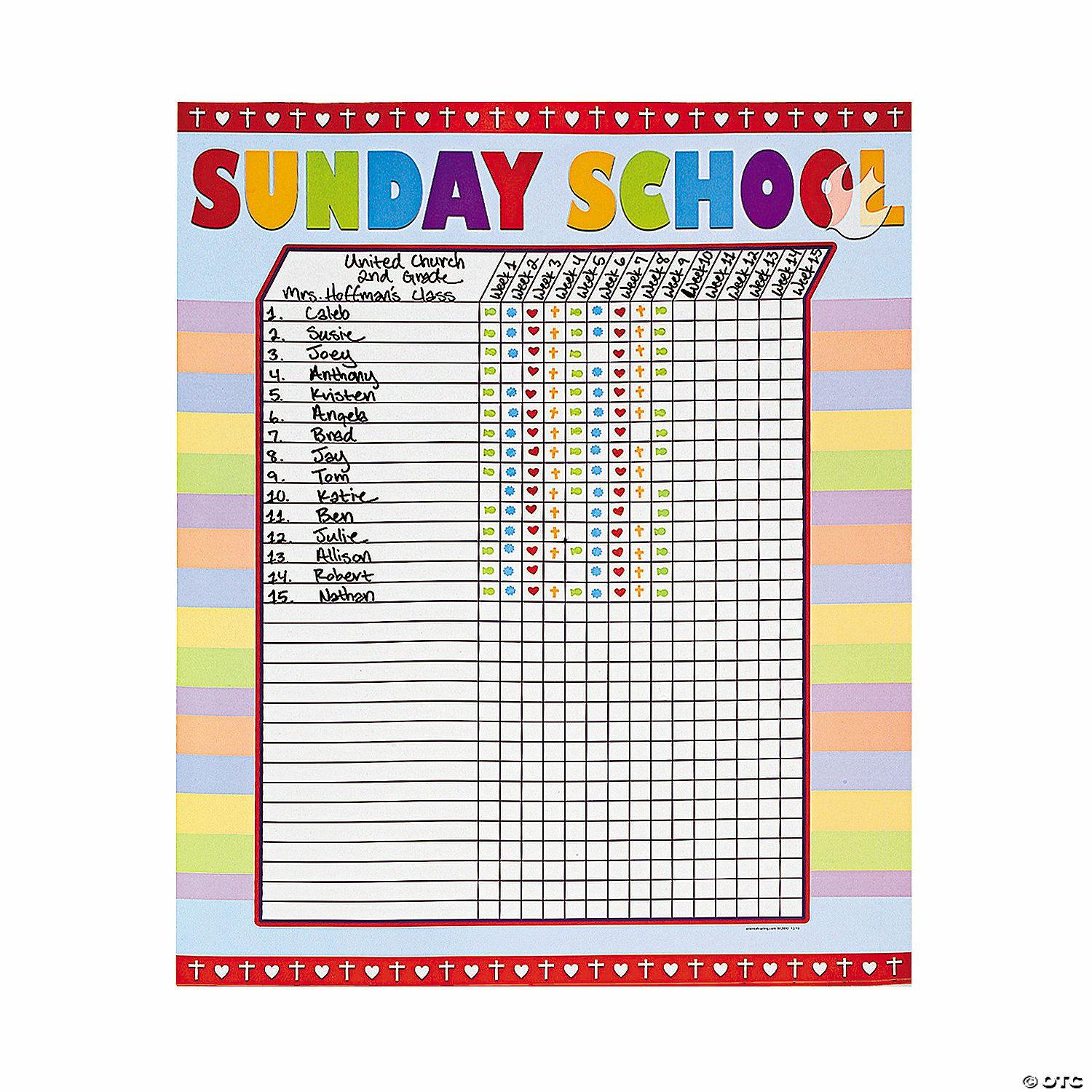 Classroom Management | Sunday School Attendance Sticker Charts – 6 Pc.