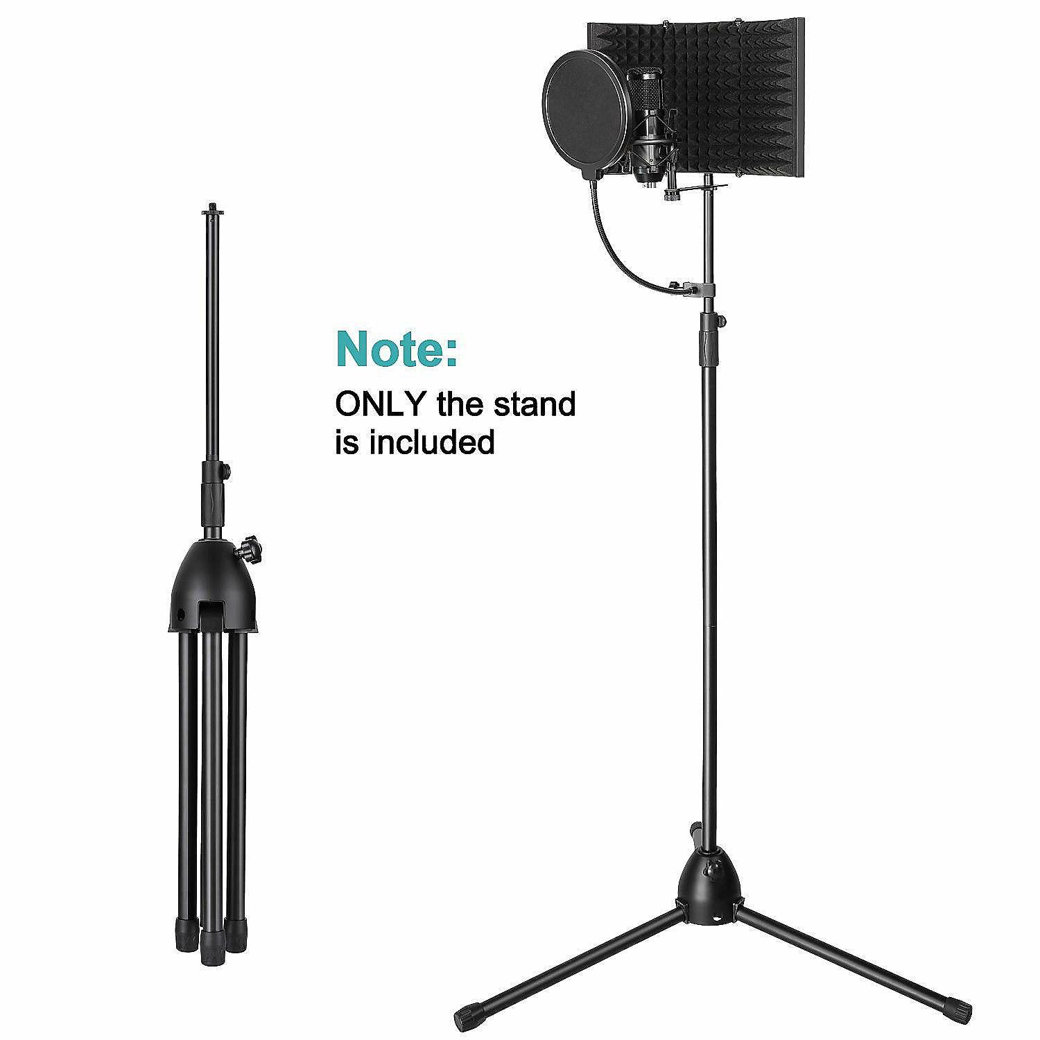 Classroom Technology | AGPtEK Condenser Microphone Stand with Non-Slip Feet, Adjustable Height & Foldable Design 33.46-68.9 inches