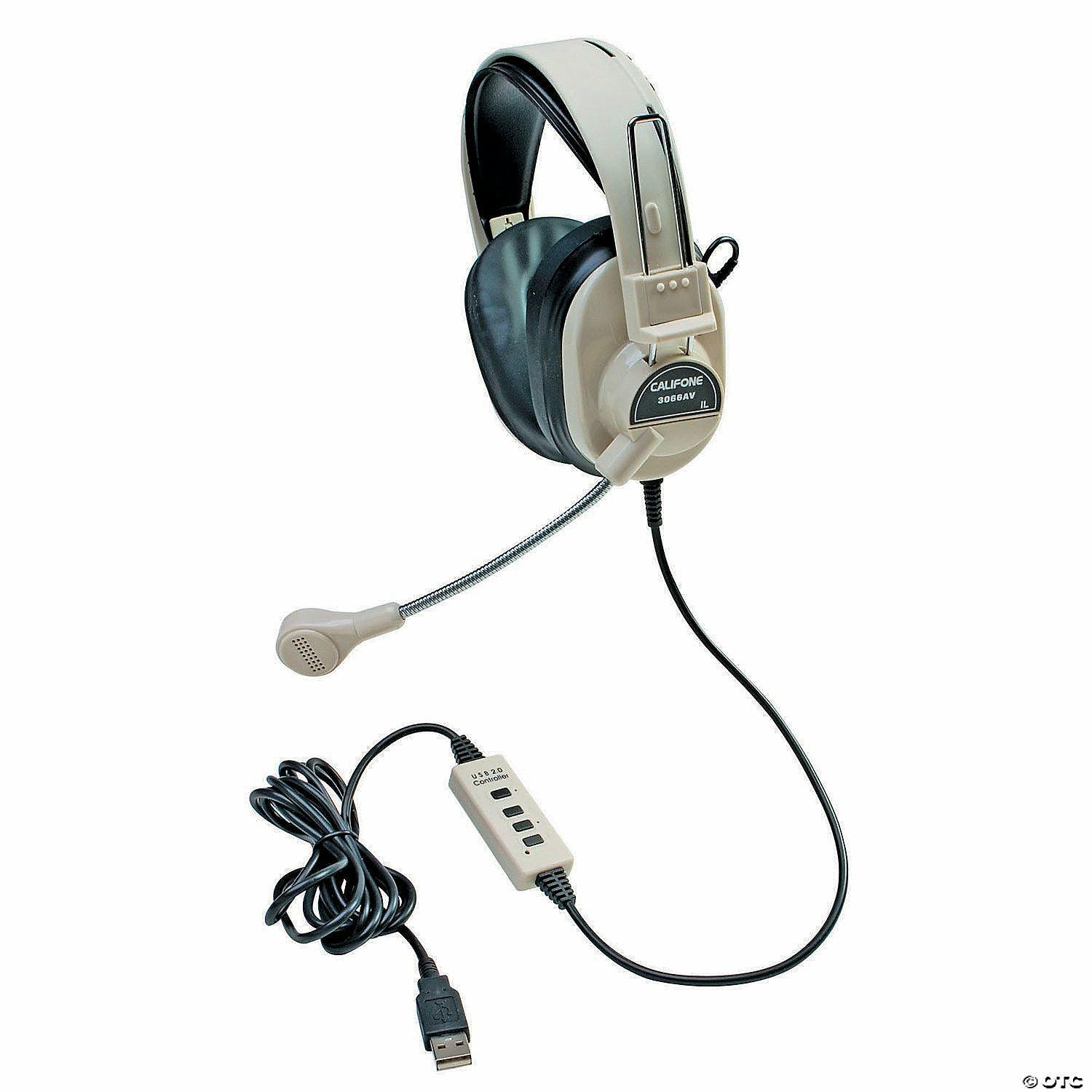 Classroom Technology | Califone Deluxe Multimedia Stereo Headset with Boom Microphone with USB plug