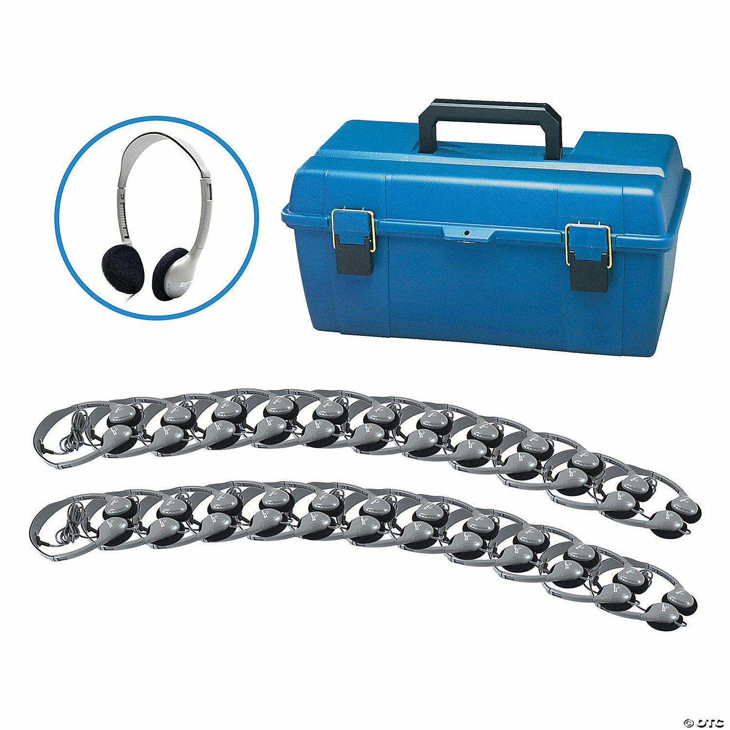 Classroom Technology | HamiltonBuhl Hamilton Personal Headphone Lab Pack with Foam Ear Cushions, Pack of 24 with Carrying Case