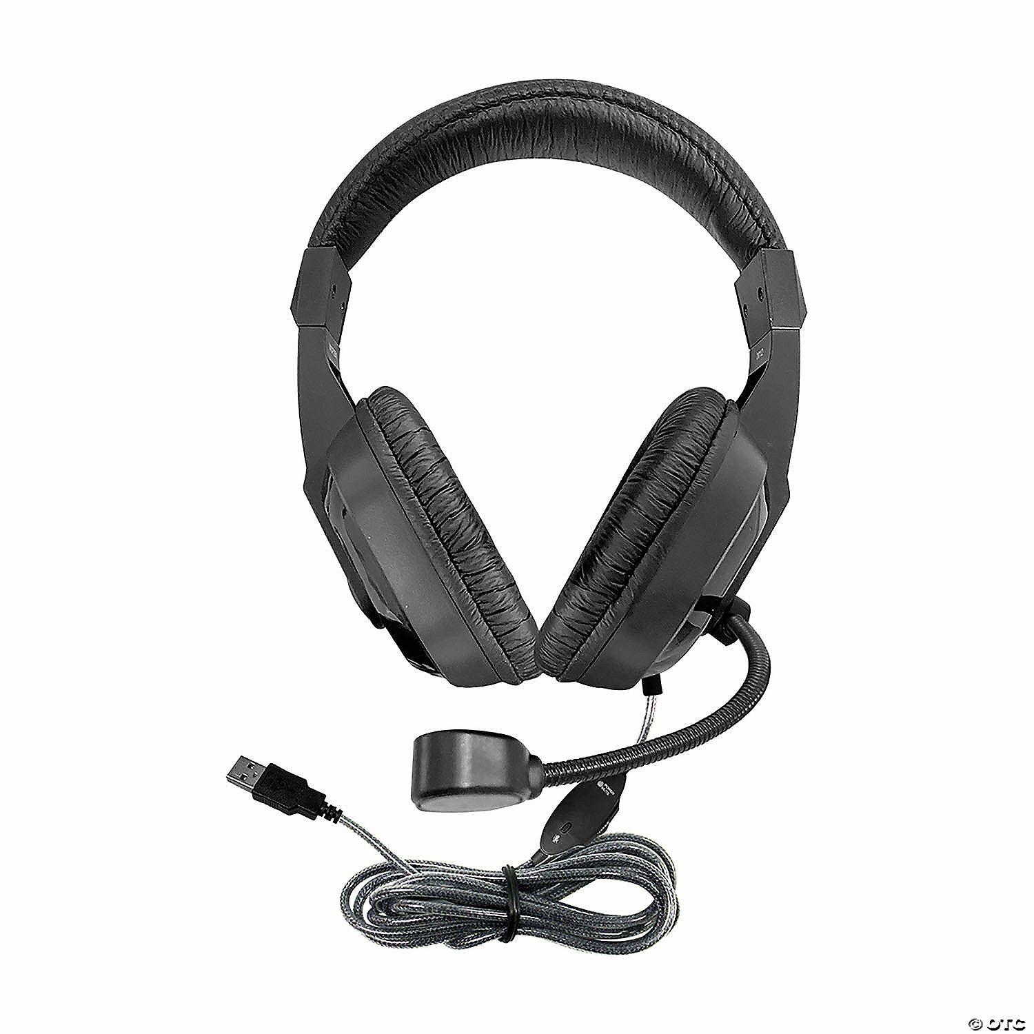 Classroom Technology | HamiltonBuhl WorkSmart Plus Deluxe Headset – USB with Boom gooseneck microphone, padded headband Leatherette ear cushions