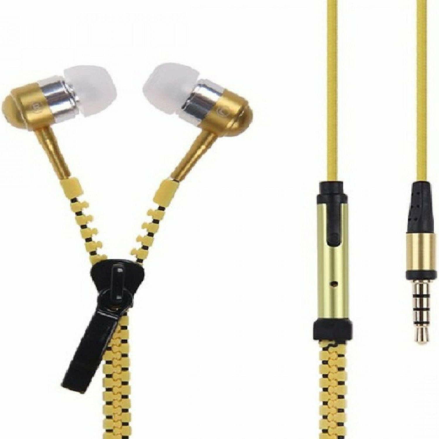 Classroom Technology | I-kool No Tangle, ZIPPER EARPHONES with Mic, Earbud, 3.5mm jack YELLOW