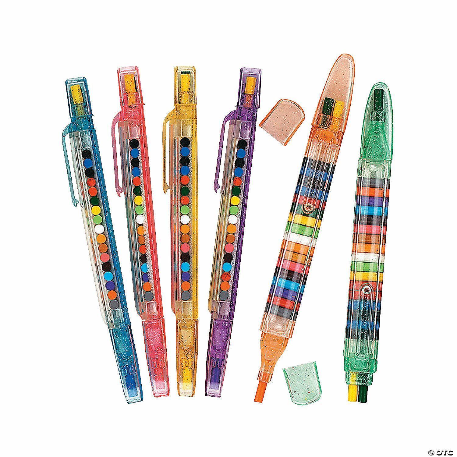 Crayons | 20-Color Transparent Glitter Stacking Point Crayons – 12 Pc.