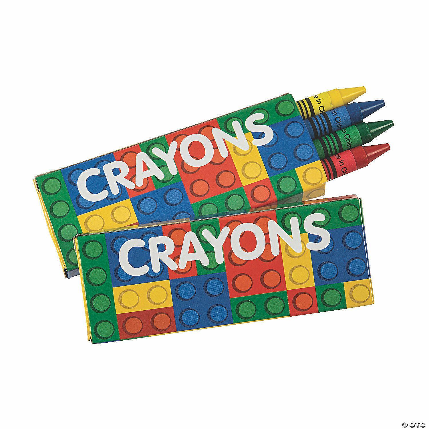 Crayons | 3 1/2″ 4-Color Color Brick Party Classic Pointed Crayons – 24 Boxes