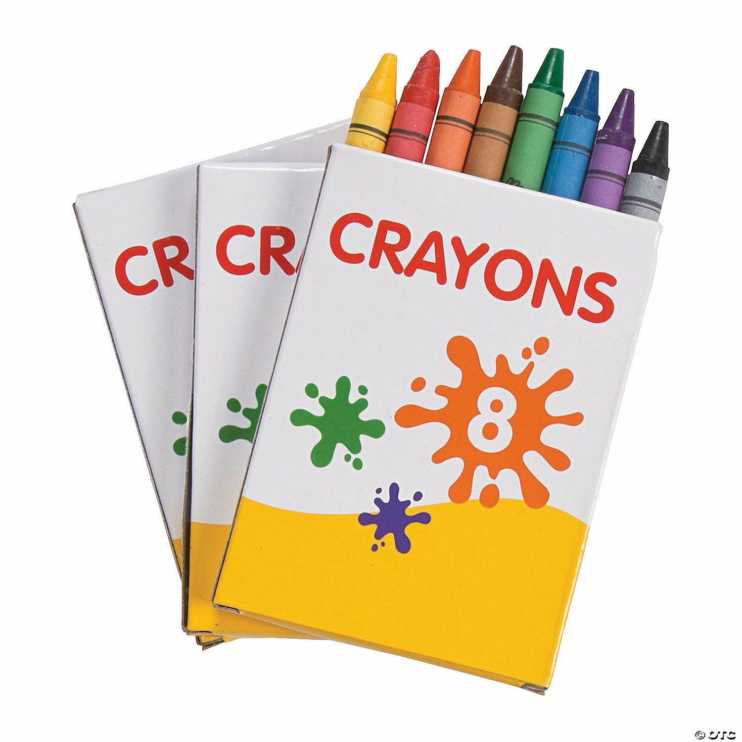 Crayons | 3 1/2″ 8-Color Assorted Crayons – 12 Boxes