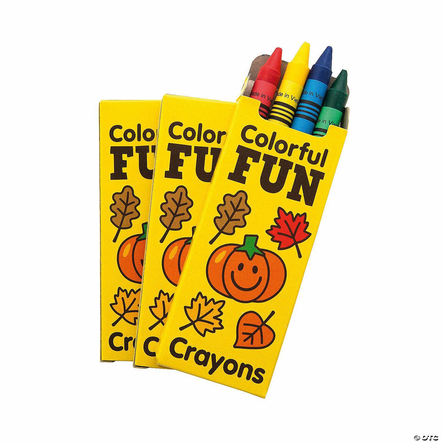 Crayons | 3 1/2″ Bulk 48 Boxes Fall Colorful Fun Crayons – 4 Colors Per Box