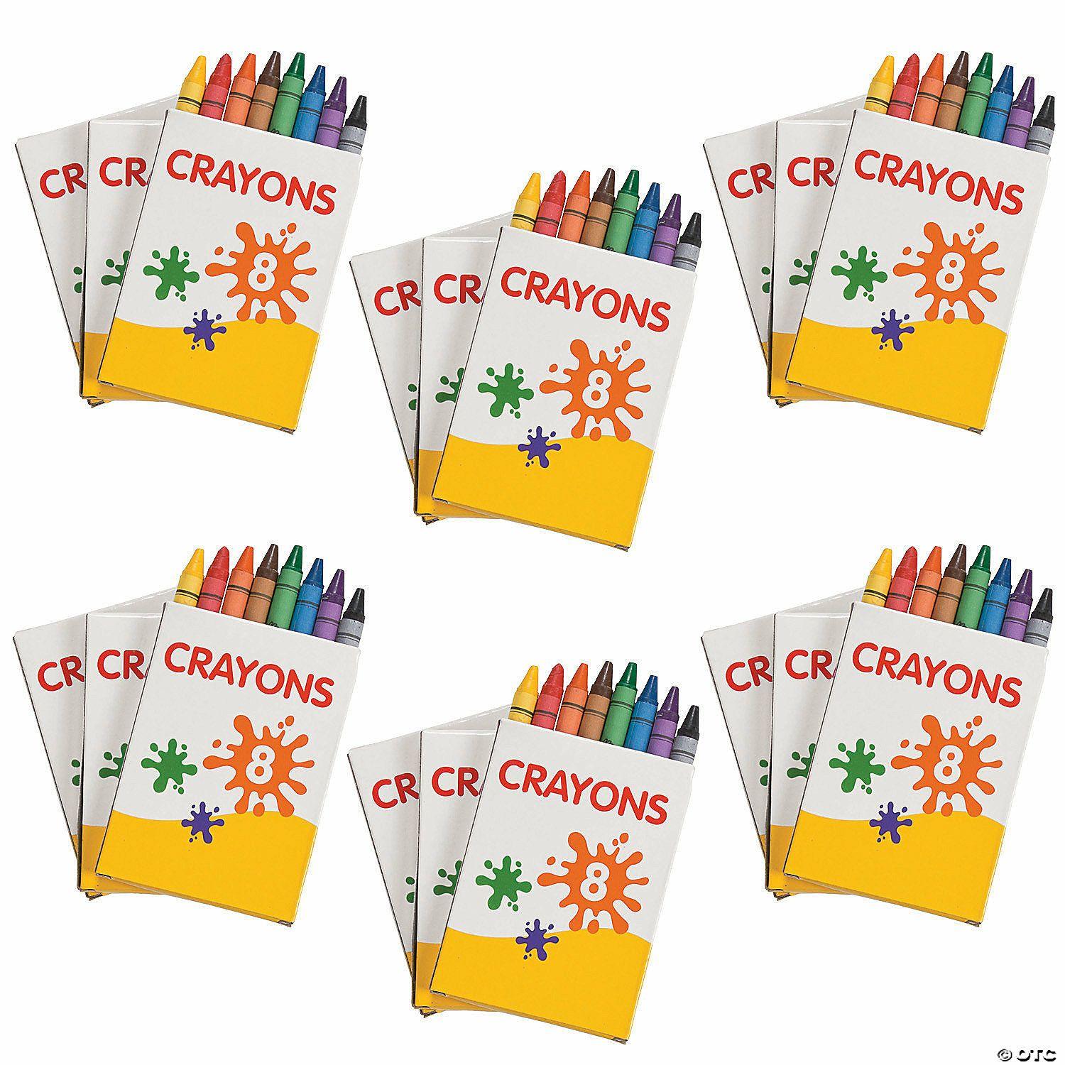 Crayons | 3 1/2″ Bulk 48 Boxes of Classic Crayons – 8 Colors per Box