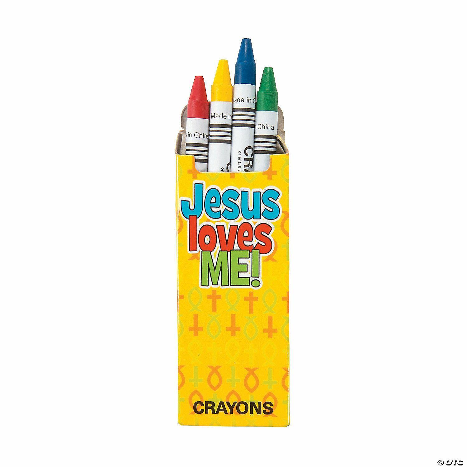 Crayons | 3 1/2″ Bulk 48 Boxes of Religious Crayons – 4 Colors per Box