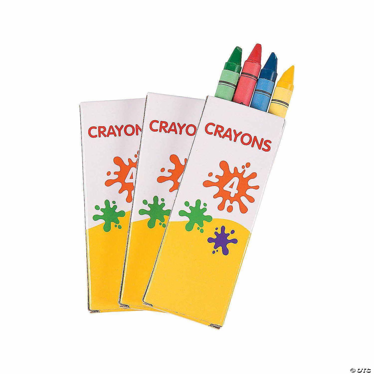 Crayons | 3 1/2″ Non-toxic 4-Color Crayon Assortment – 12 Boxes