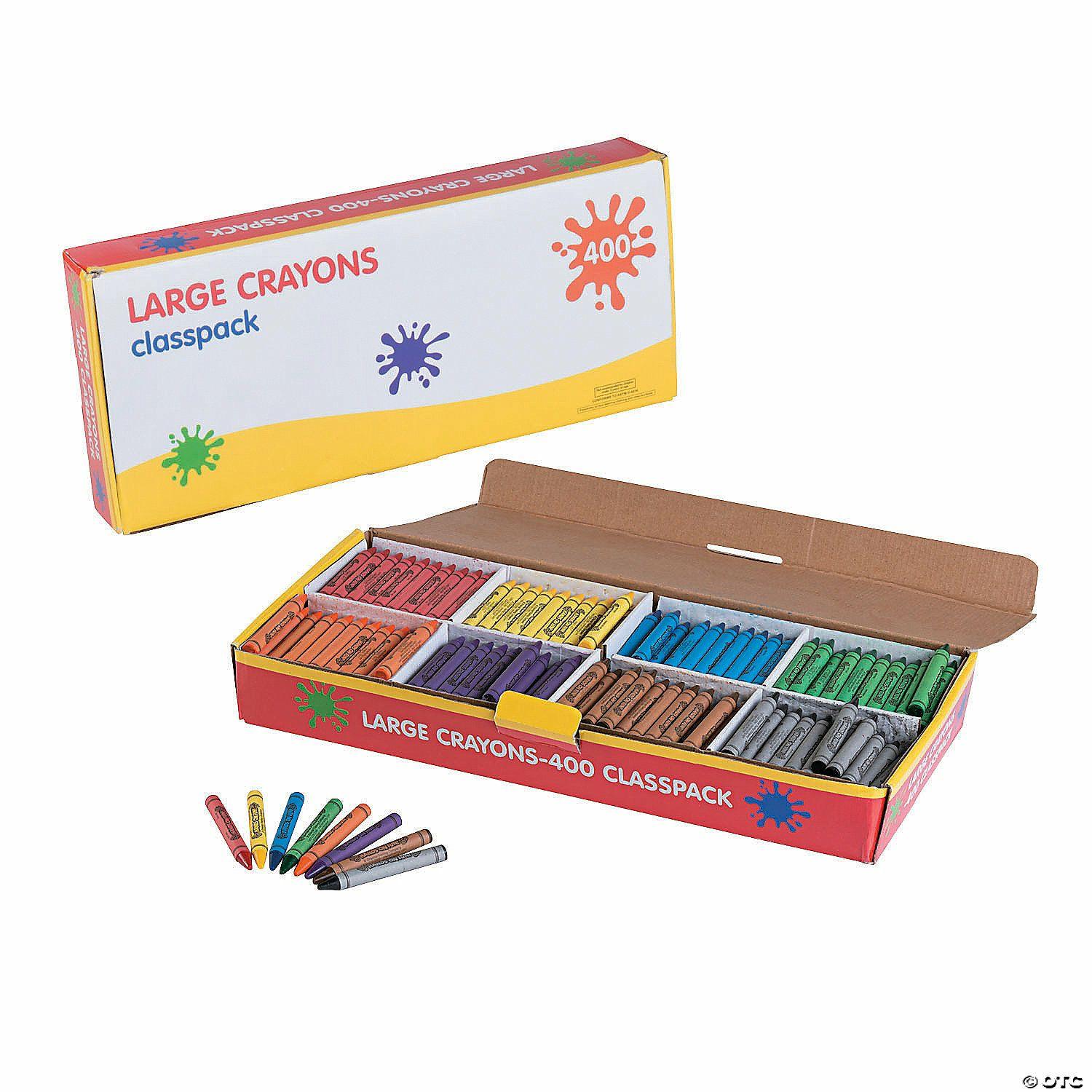 Crayons | 3 3/4″ Bulk 400 Pc. Large Crayon Classpack – 8 Colors per Pack