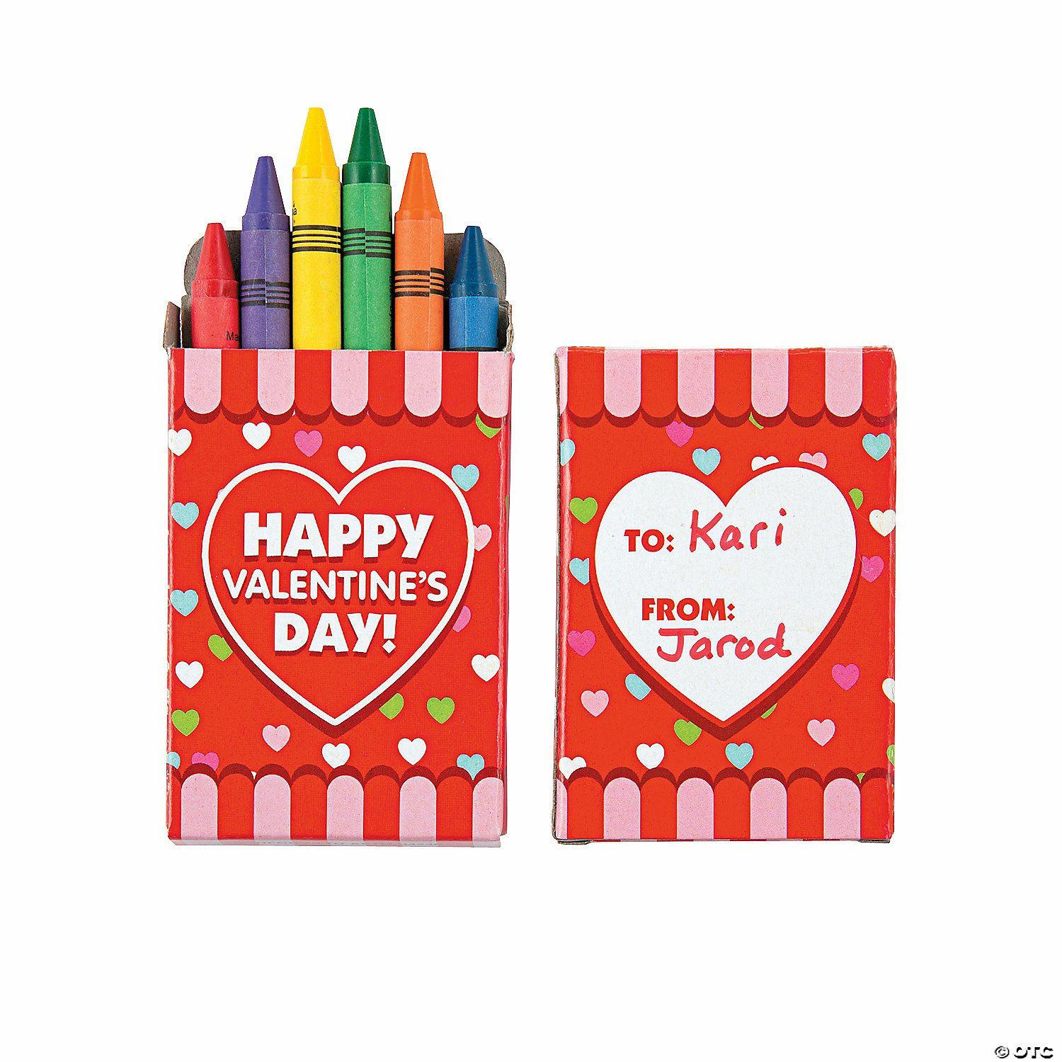 Crayons | 6-Color Box of Crayons Valentine Exchanges for 24