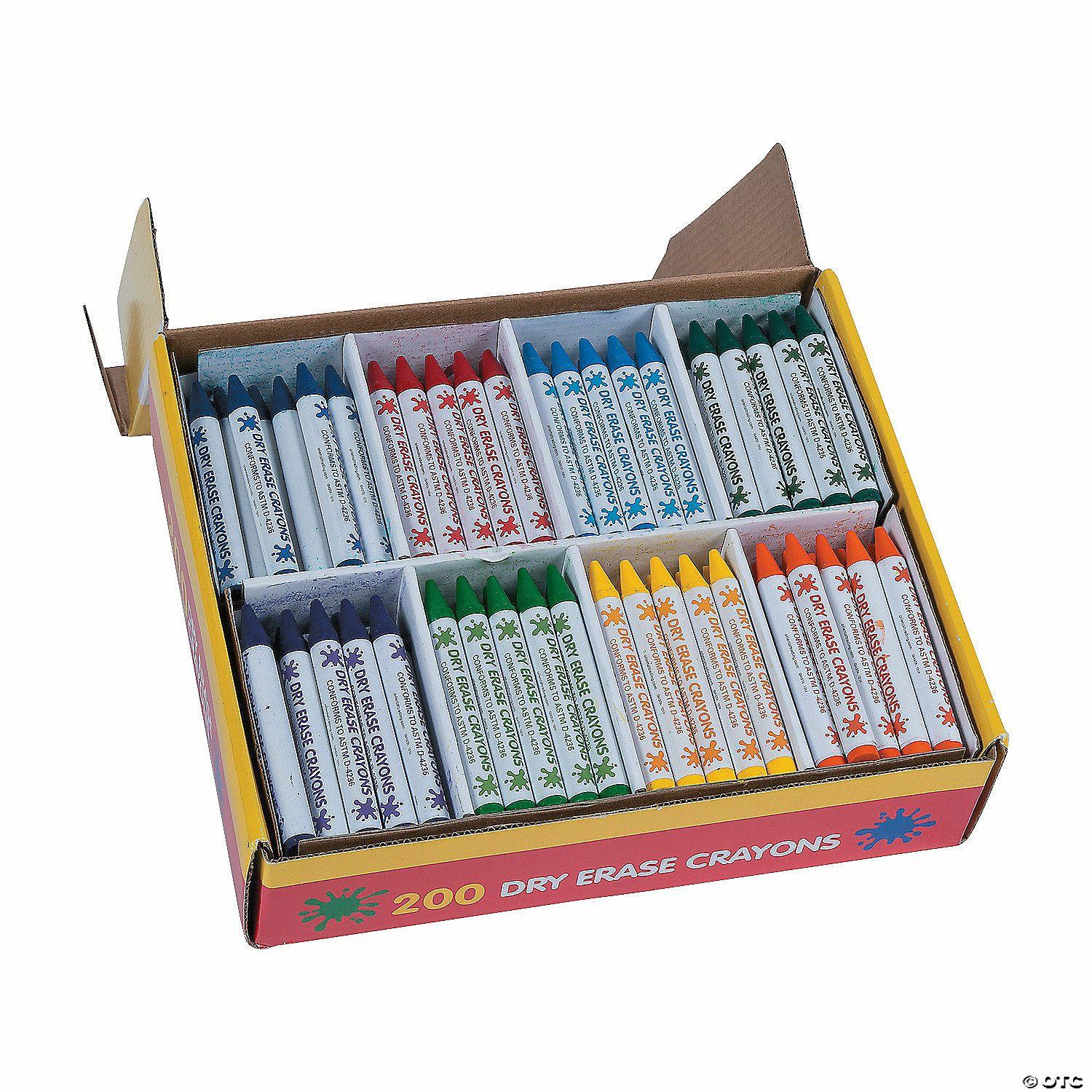 Crayons | Bulk 200 Pc. Dry Erase Crayon Classpack – 8 Colors per pack