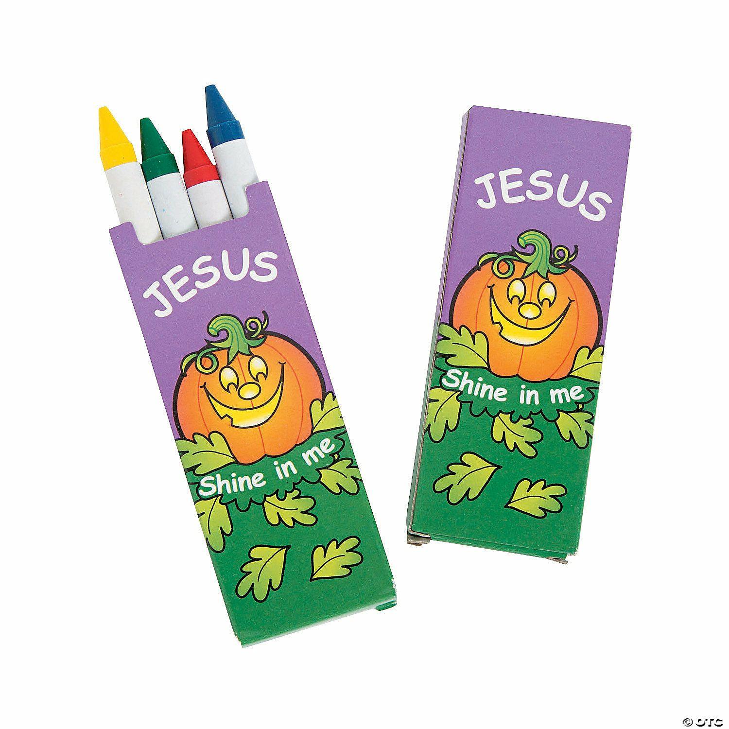 Crayons | Bulk 48 Boxes Christian Pumpkin Crayons – 4 Colors per box